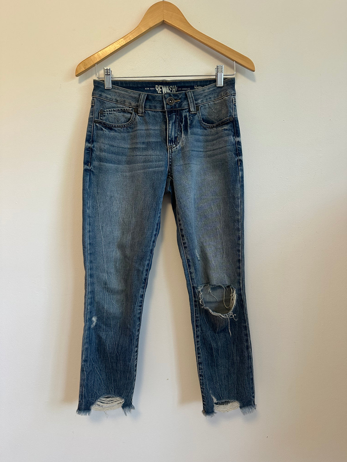 Rewash Distressed Straight Leg Jeans | Size 25