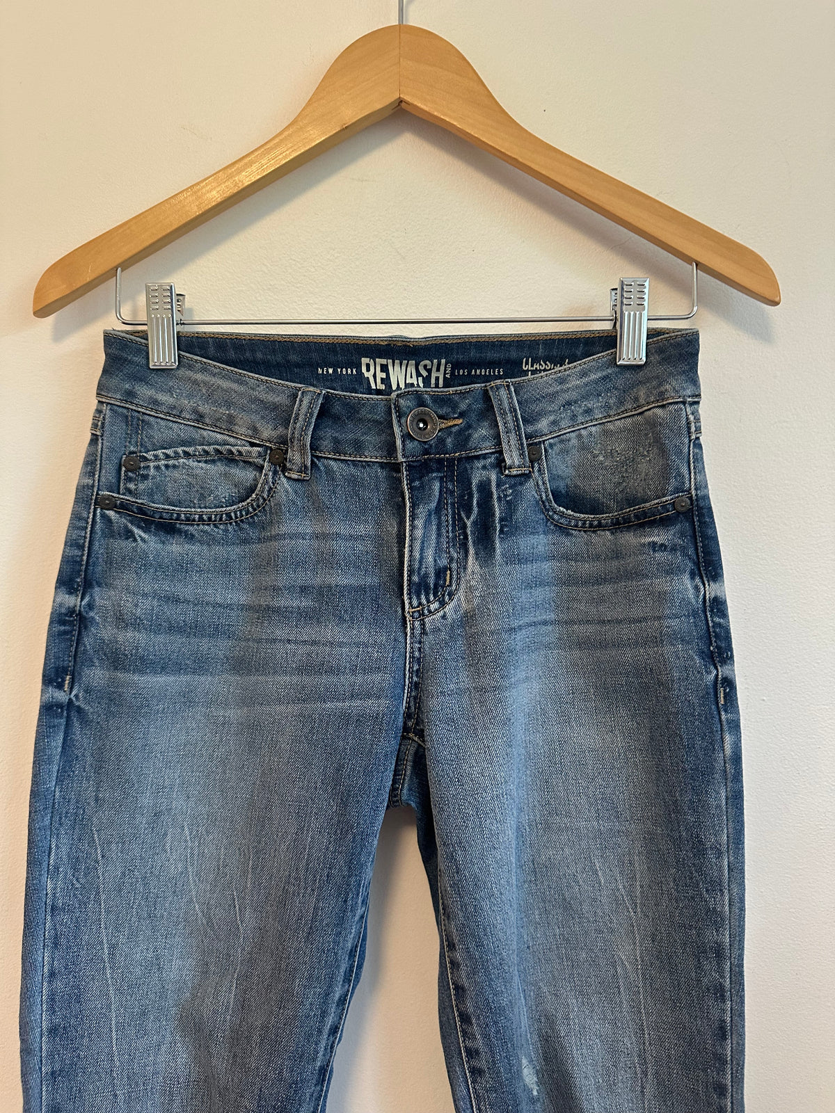 Rewash Distressed Straight Leg Jeans | Size 25