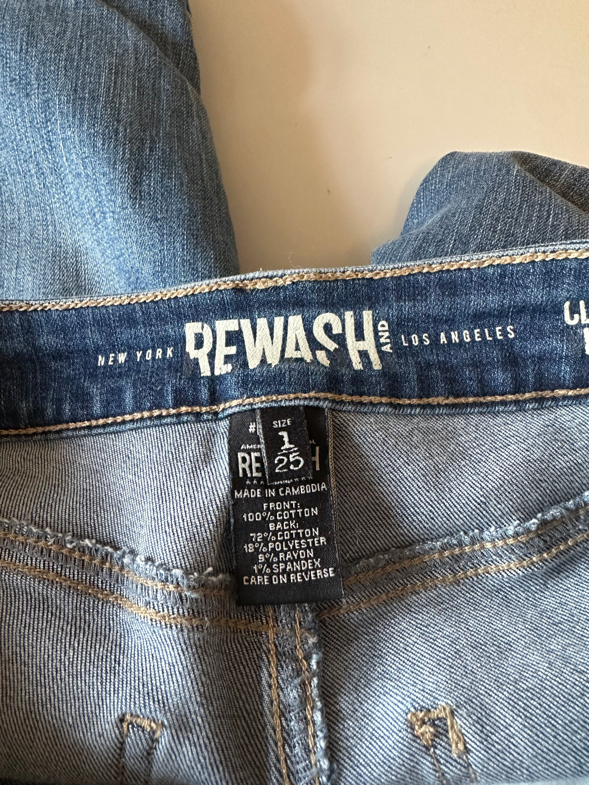 Rewash Distressed Straight Leg Jeans | Size 25
