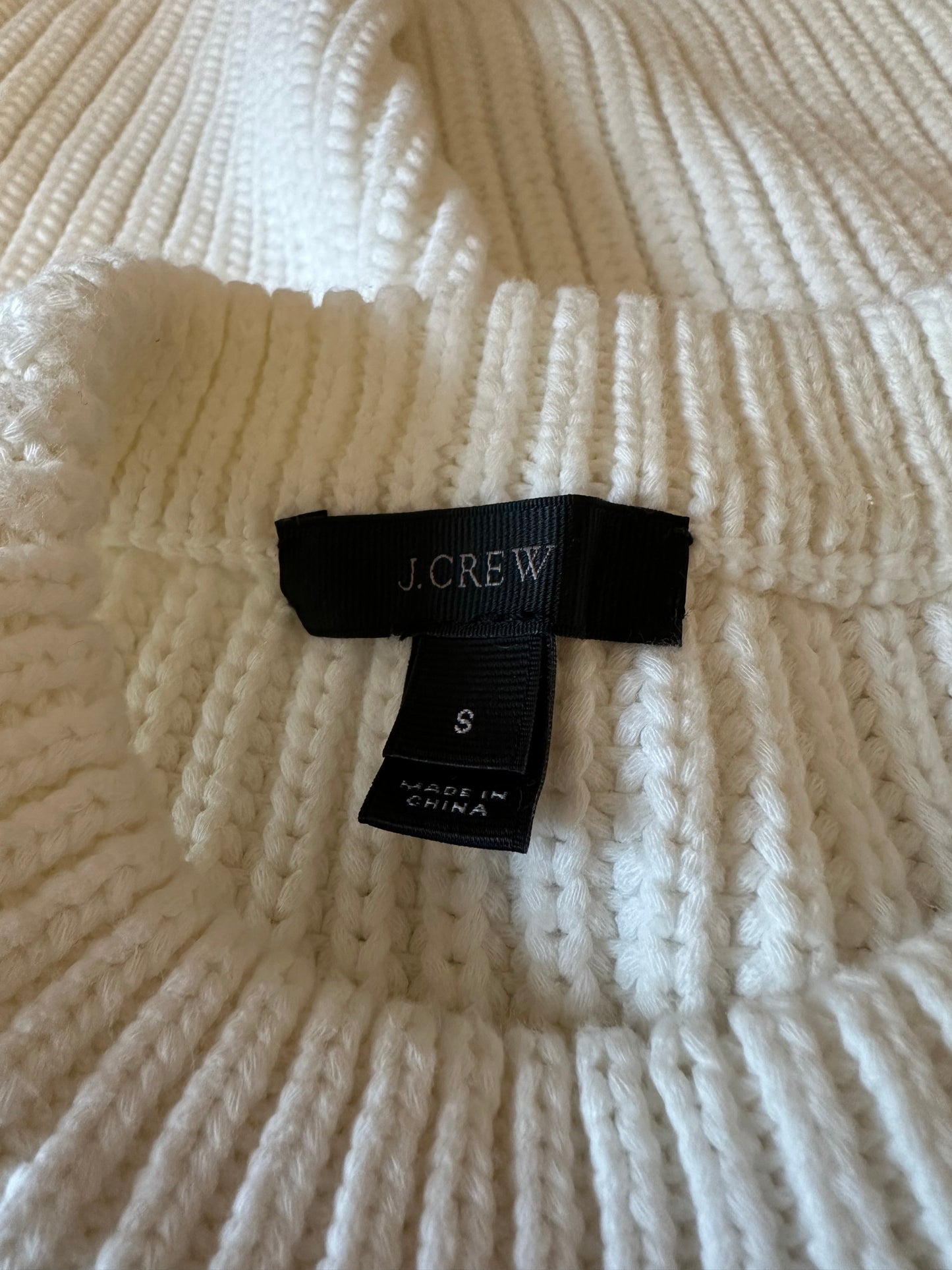 J. Crew Ivory White Chunky Knit Scalloped Hem Sleeveless Sweater | Size Small