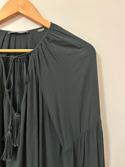 Tart Dark Green Puff Sleeve Peasant Blouse | Size Small