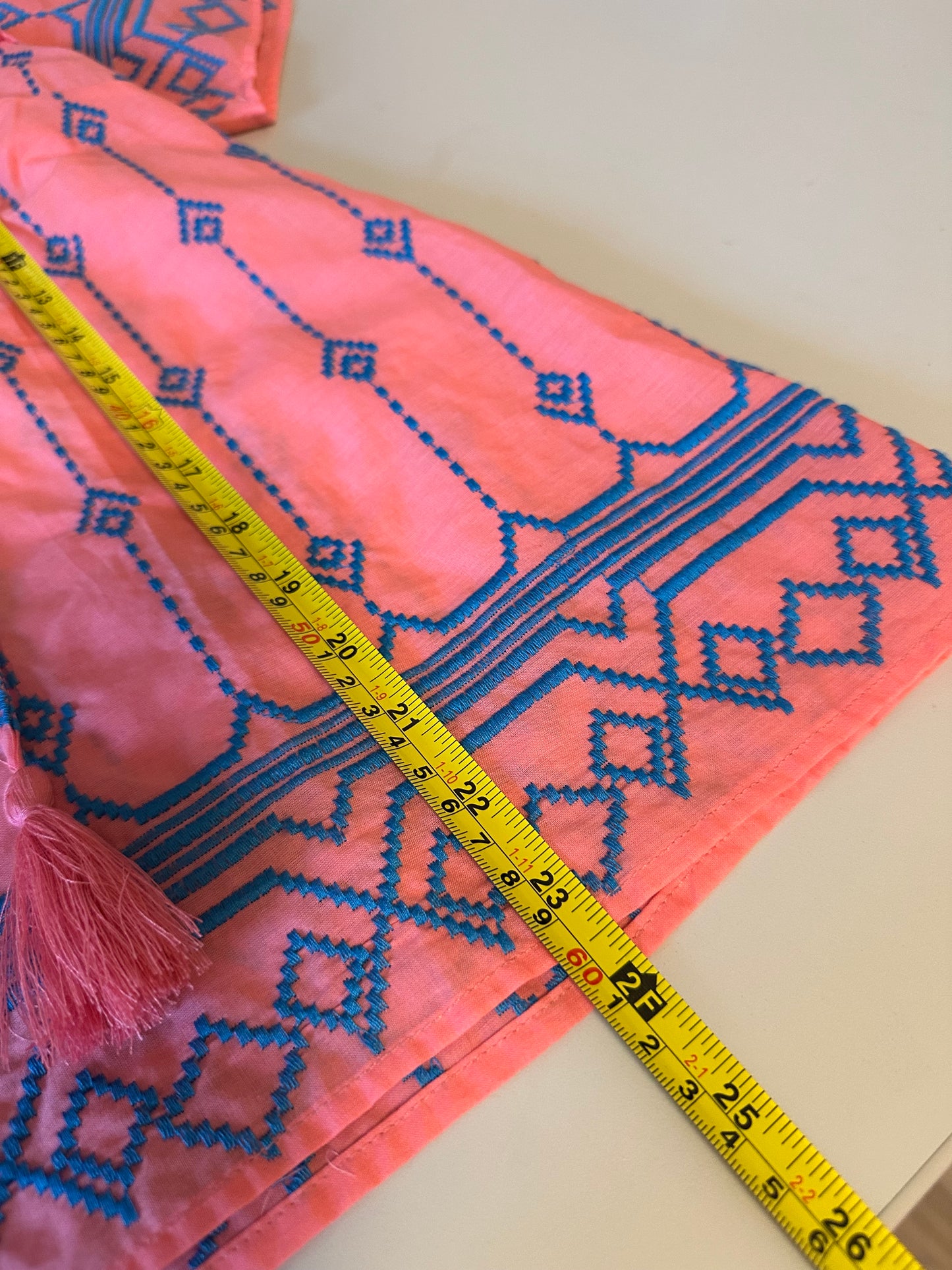 NWT Umgee Coral Pink Embroidered Ruffle Boho Blouse | Size Small