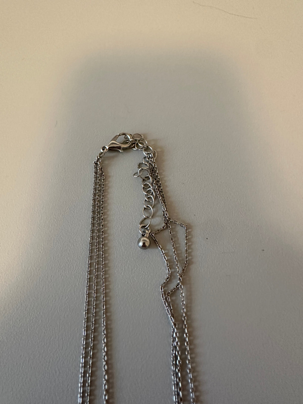 Silver Tone Multi Strand Layered Necklace Crystal Accents Double Ring Circle
