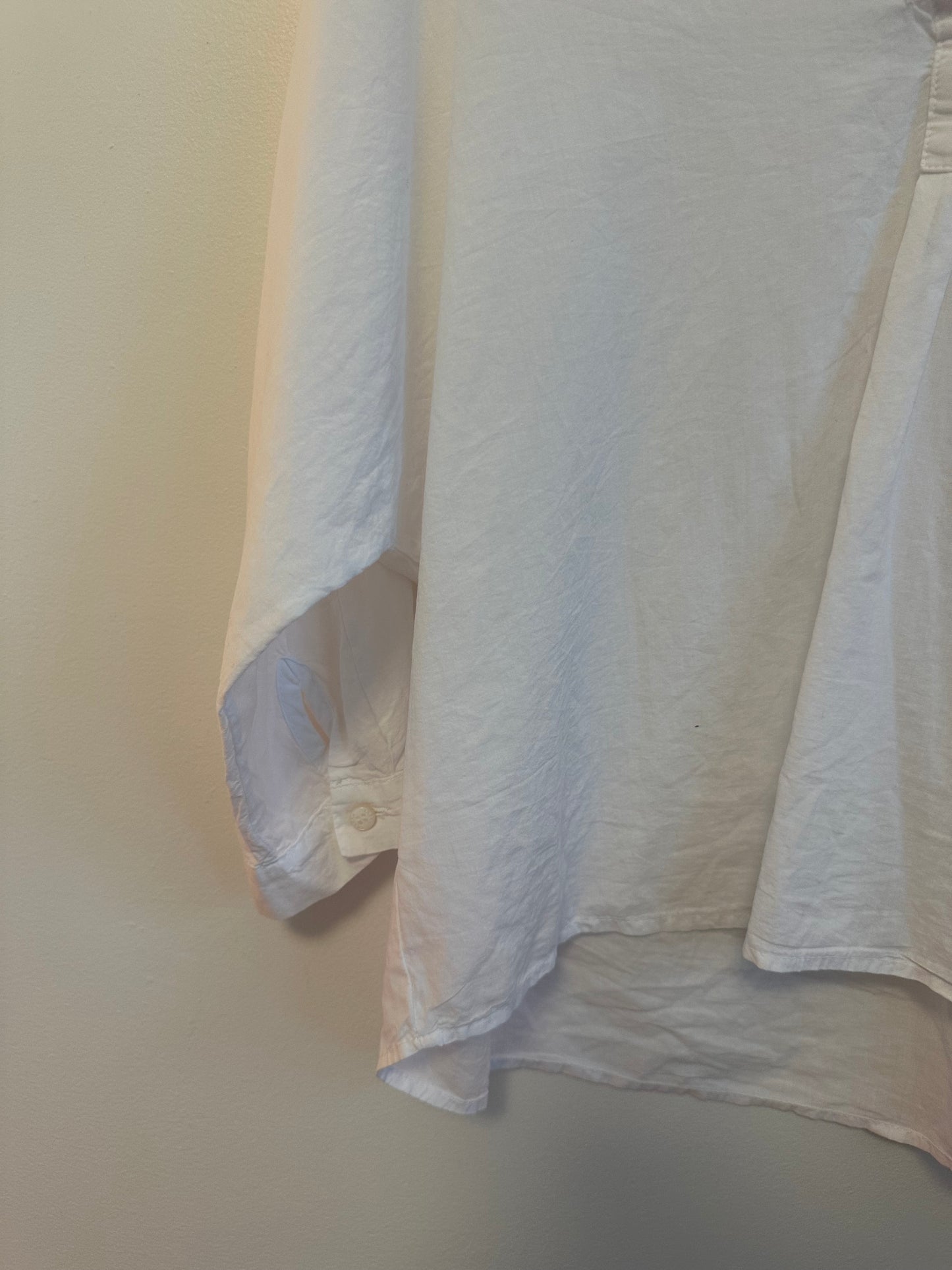 Stark X White Cotton Poplin V-Neck Oversized Blouse | Size Small