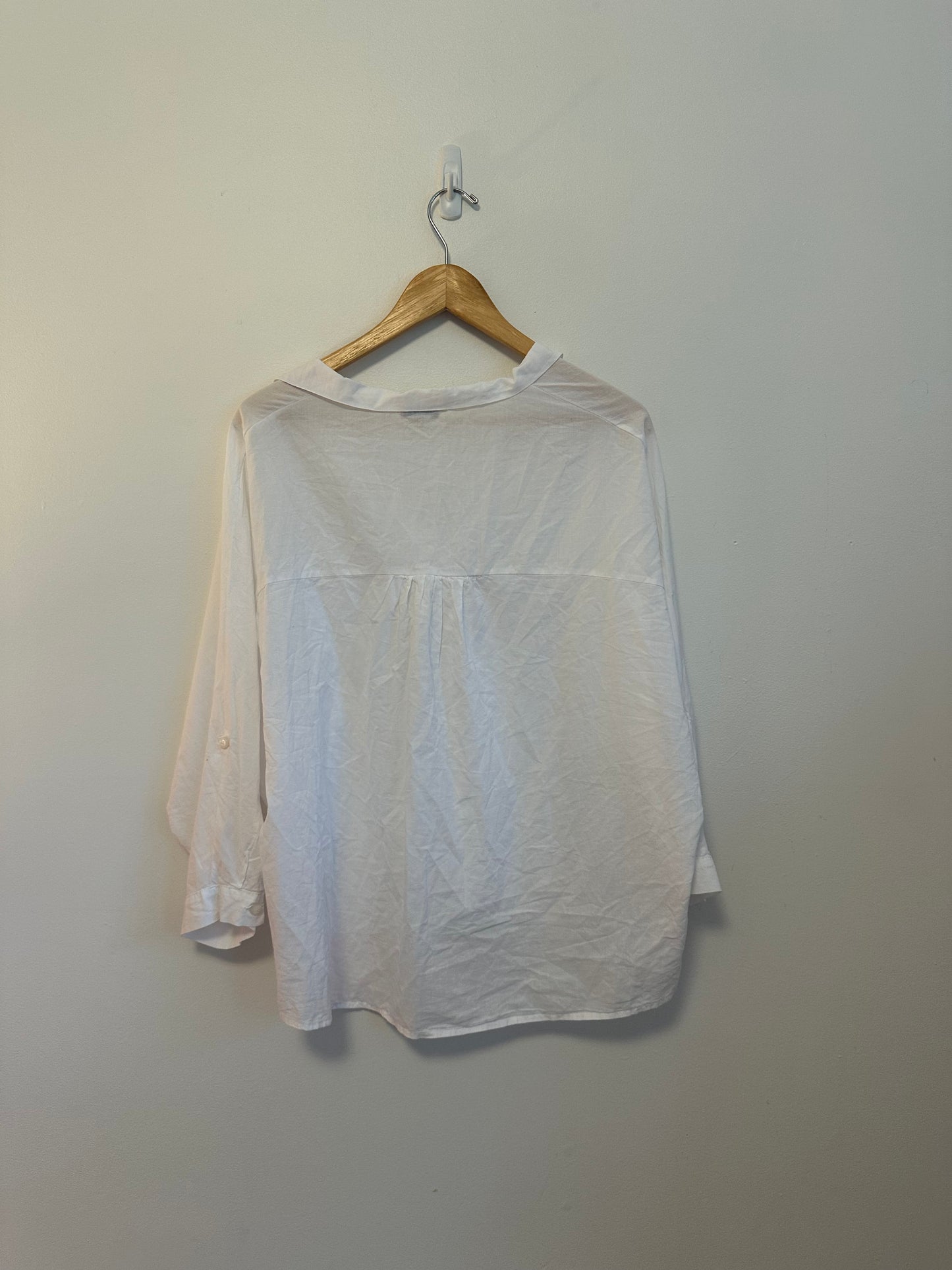 Stark X White Cotton Poplin V-Neck Oversized Blouse | Size Small