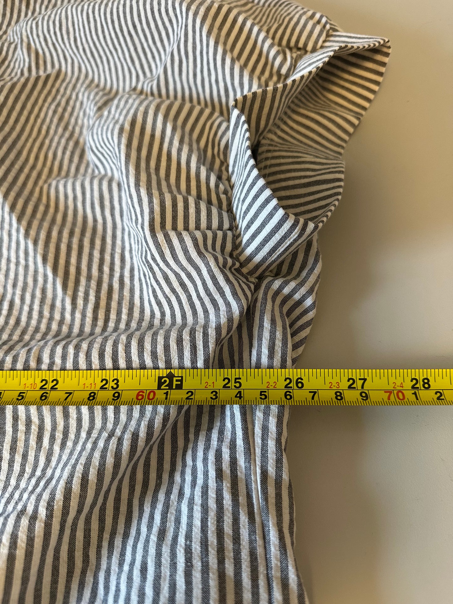 Day + Moon Grey and White Striped Oversized Short Sleeve Shirt Dress | Size Small