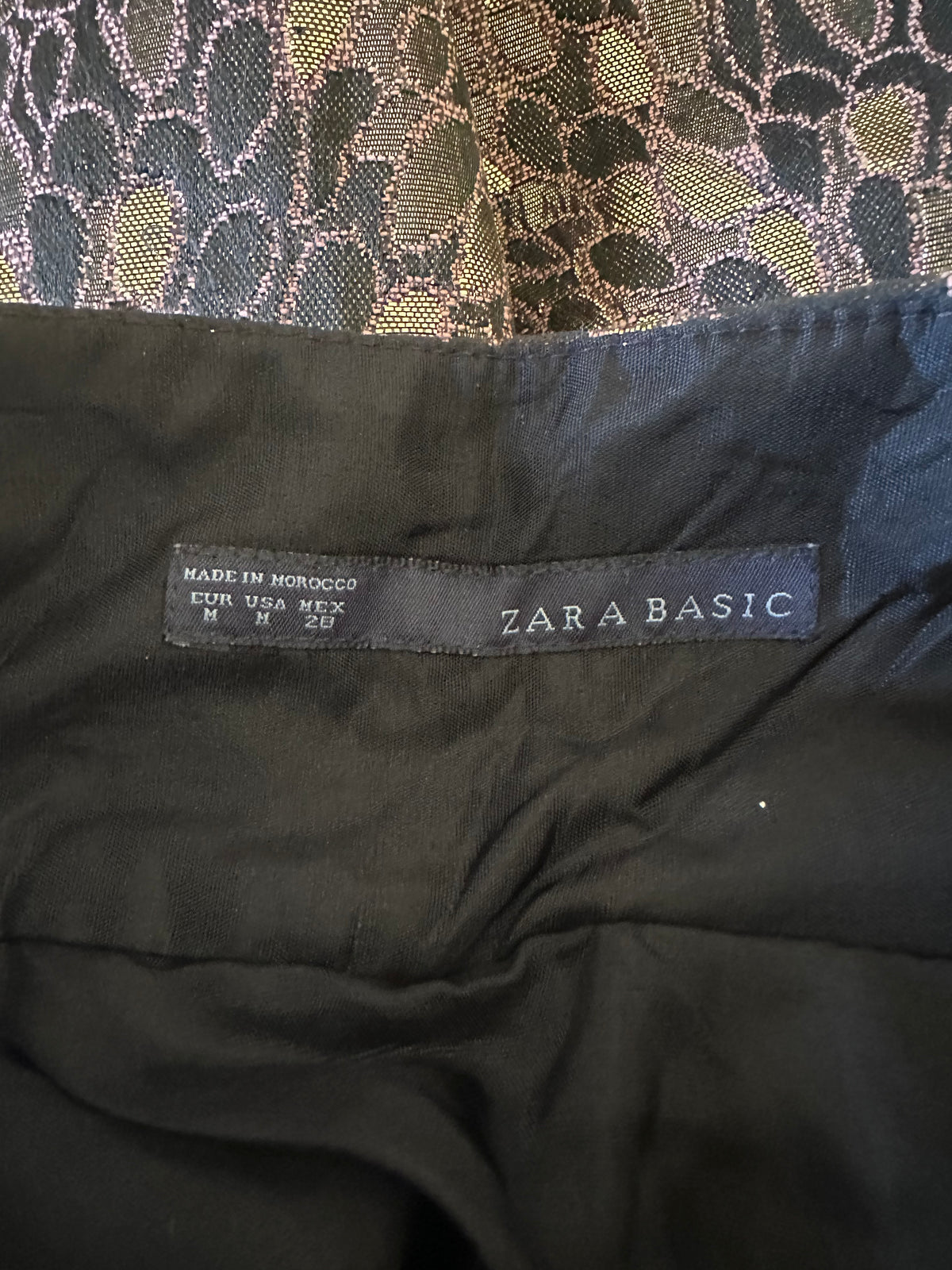 Zara Metallic Gold Jacquard Tie Waist Mini A-Line Mini Skirt | Size Medium