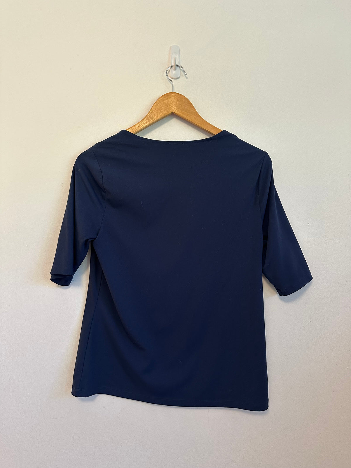 Ann Taylor Navy Blue Square Neck Elbow Sleeve Knit Top | Size Medium