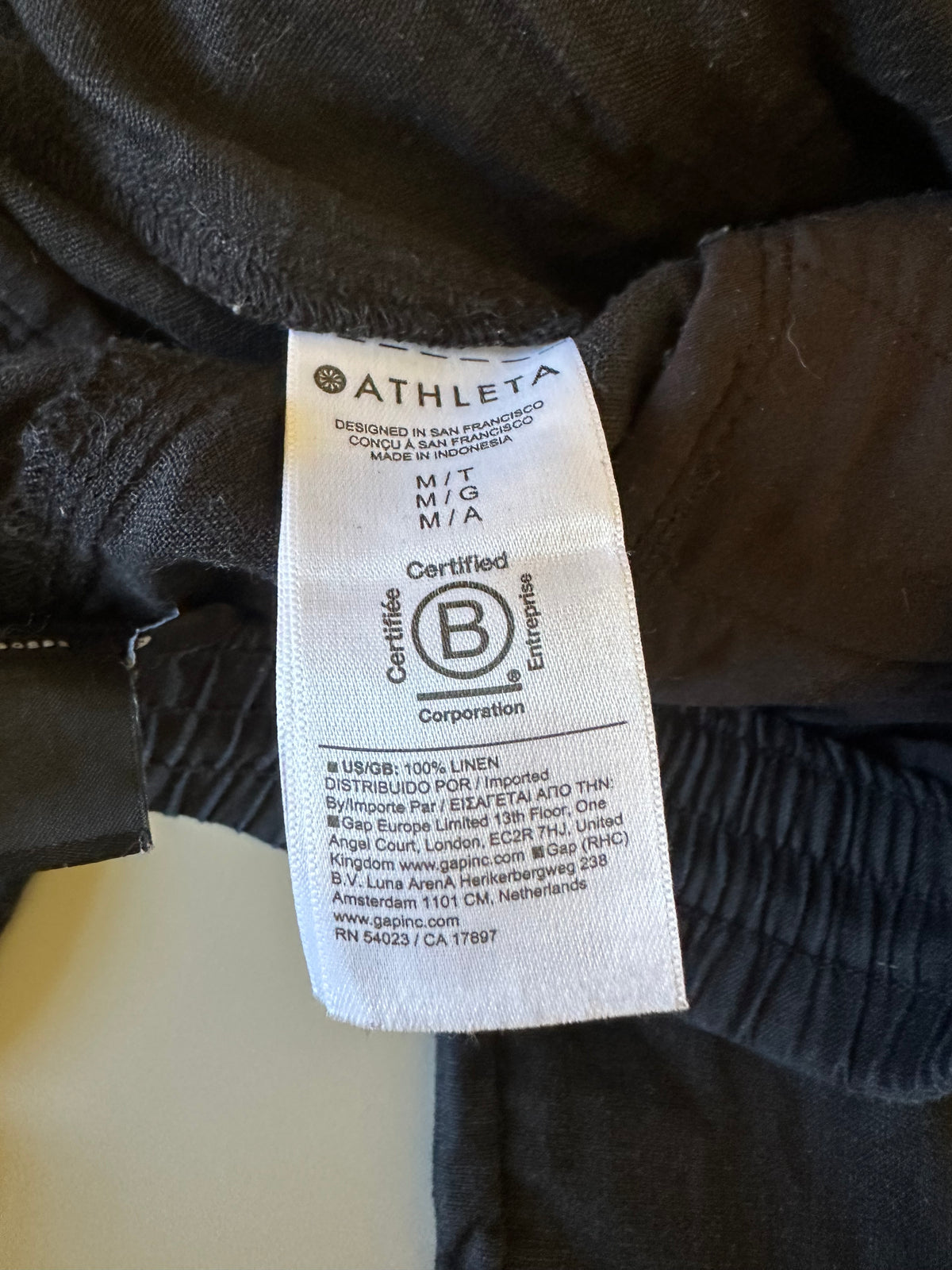 Athleta Black Linen Wide Leg Drawstring Pants | Size Medium Tall