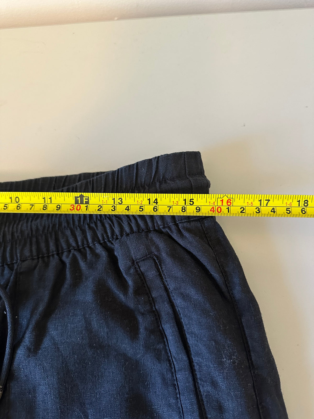 Athleta Black Linen Wide Leg Drawstring Pants | Size Medium Tall