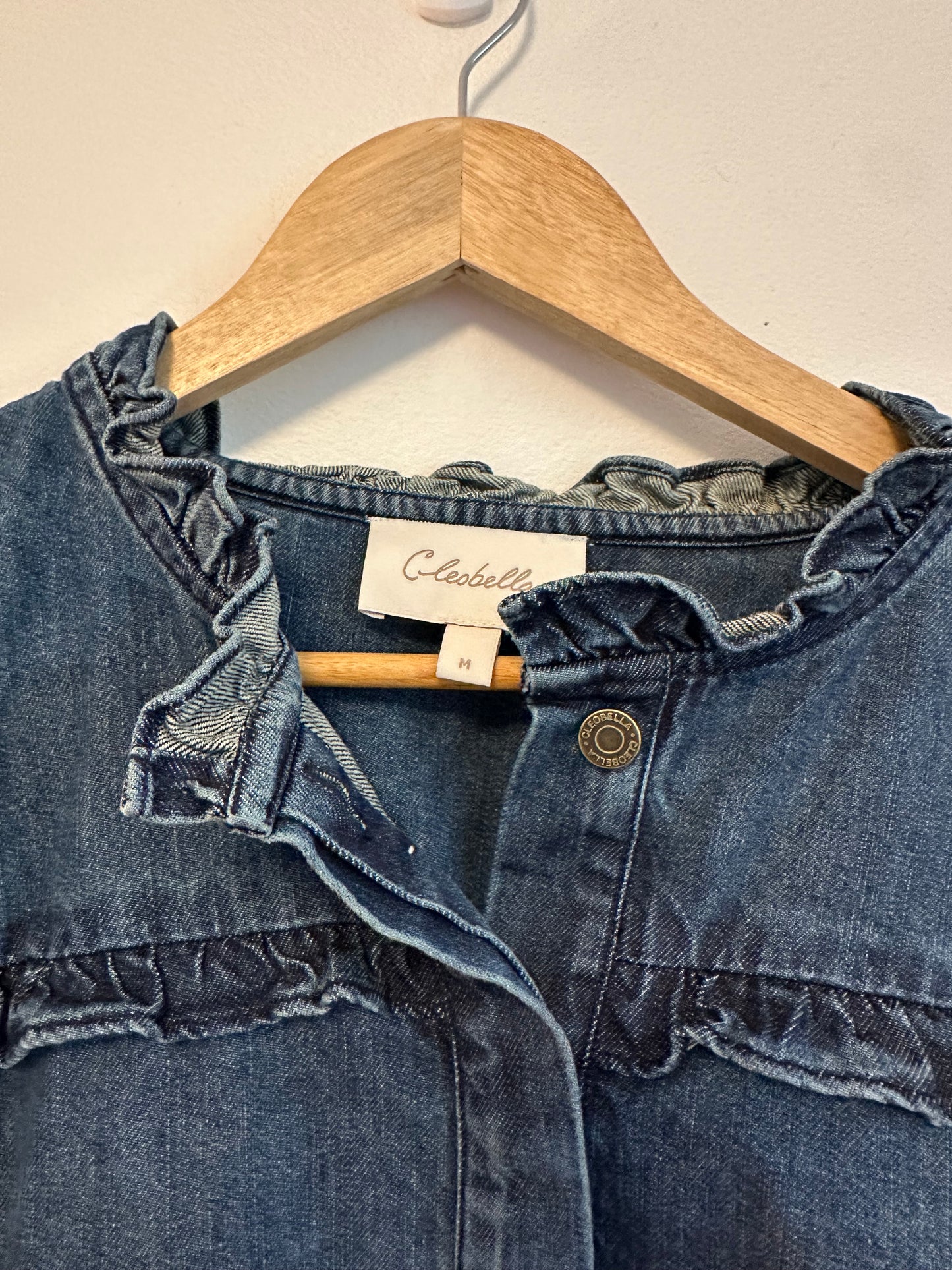 Cleobella Paxton Ruffle Cotton Denim Jacket | Size Medium