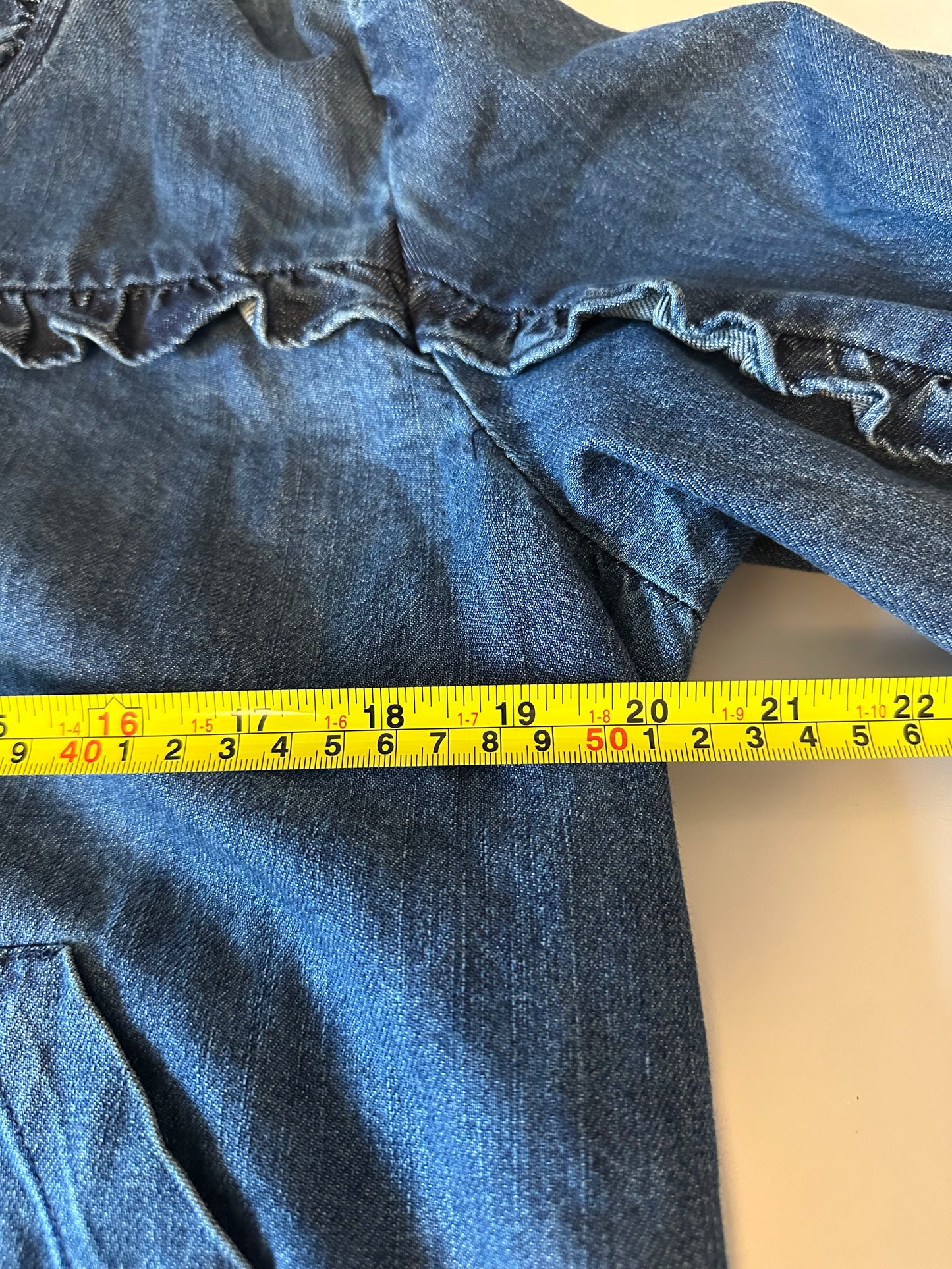 Cleobella Paxton Ruffle Cotton Denim Jacket | Size Medium