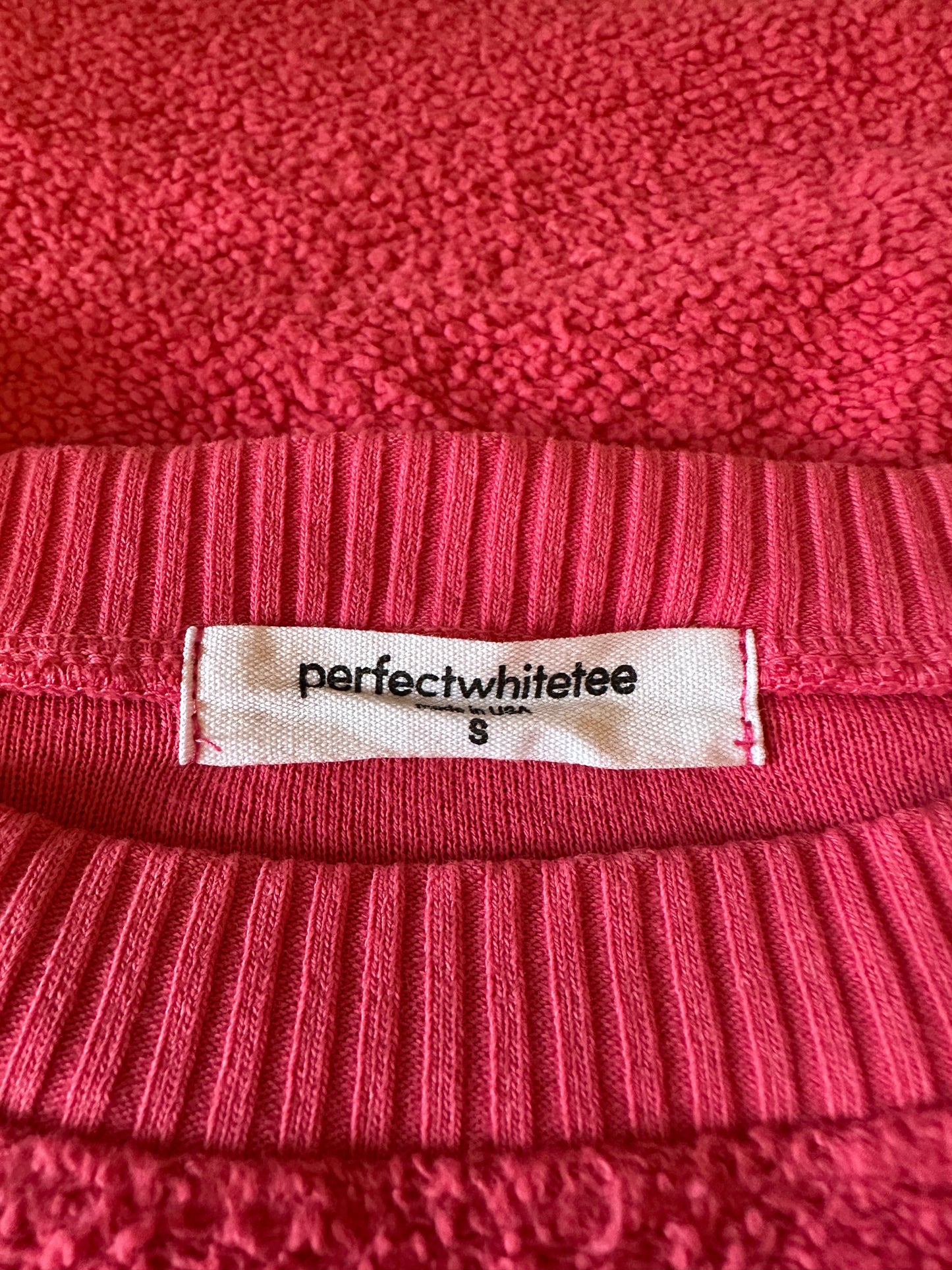 perfectwhitetee Sami Hot Pink Boucle Cotton Crewneck Sweatshirt | Size Small