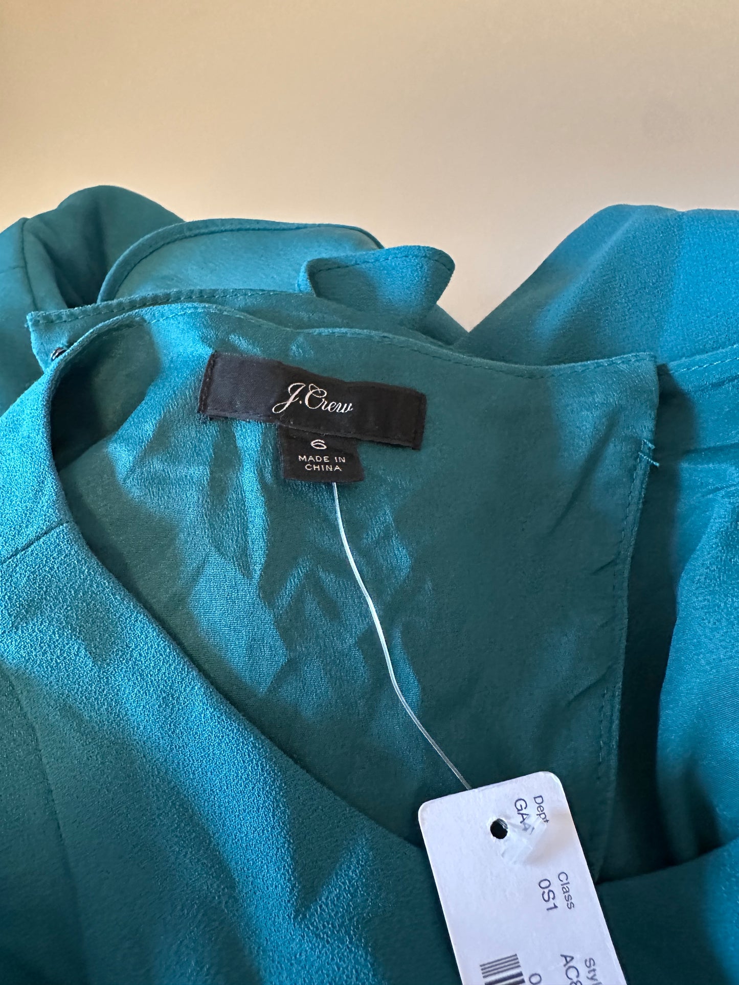 NWT J. Crew Teal Ruffle Trim Cutout Back Wide Leg Crepe Jumpsuit | Size 6