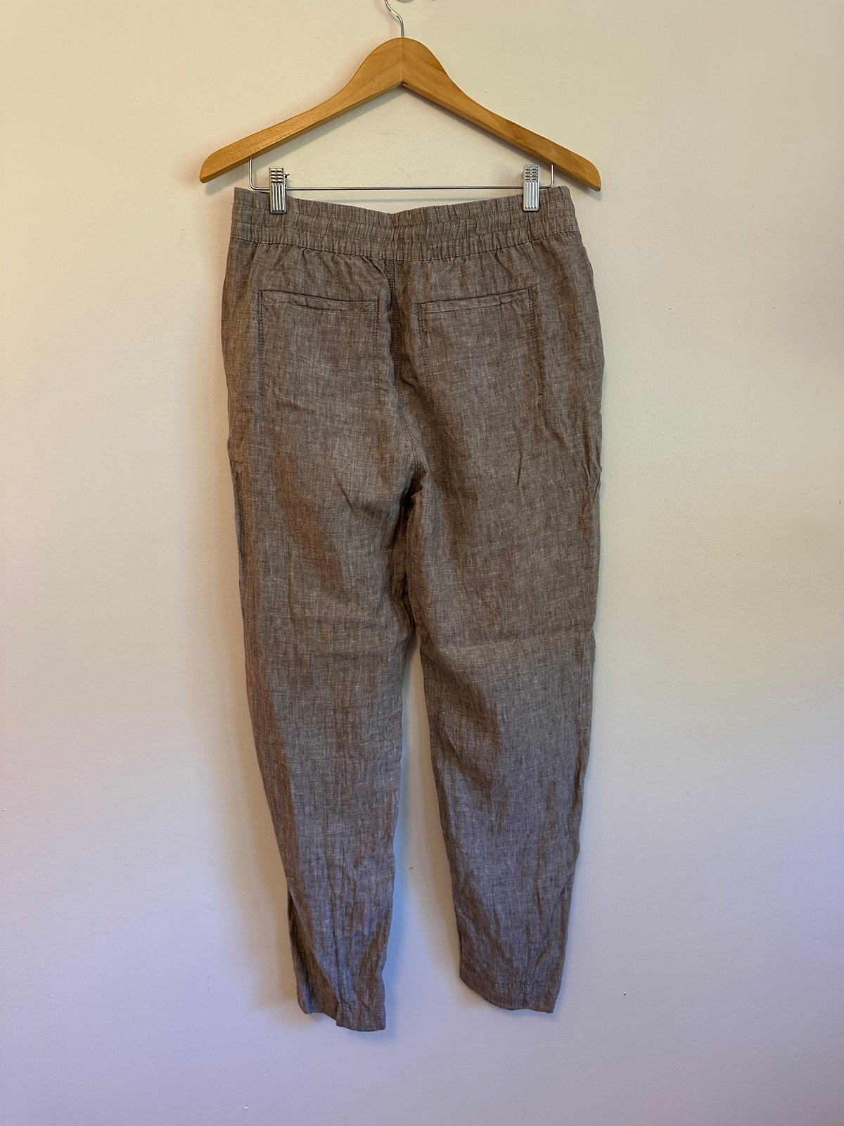 Athleta Elastic Waist Linen Jogger Pants in Brown | Size Medium