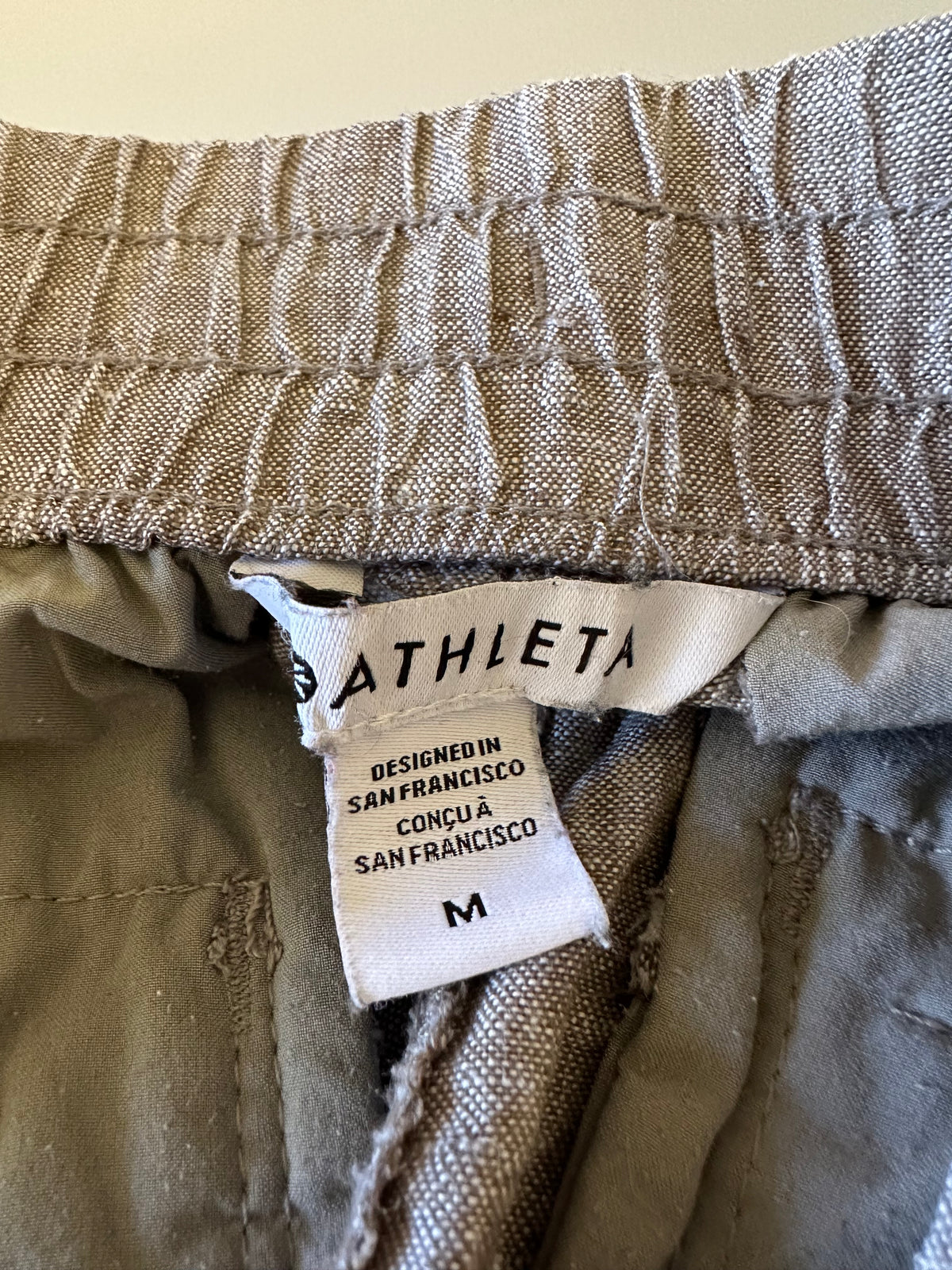 Athleta Elastic Waist Linen Jogger Pants in Brown | Size Medium