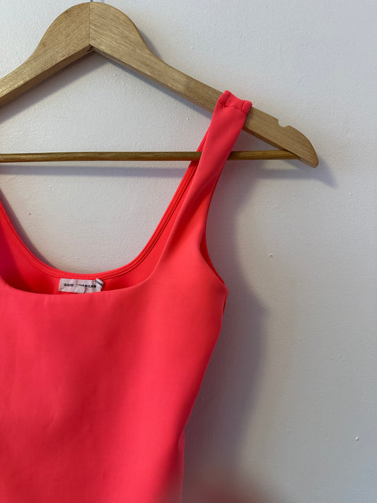 Good American Sculpting Modern Tank Bodysuit in Neon Orange | Size 1 / Small