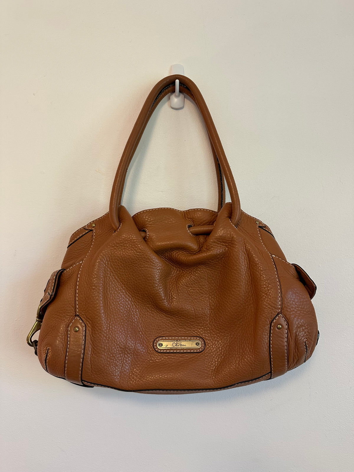 Cole Haan Cognac Pebbled Leather Hobo Shoulder Bag in Brown