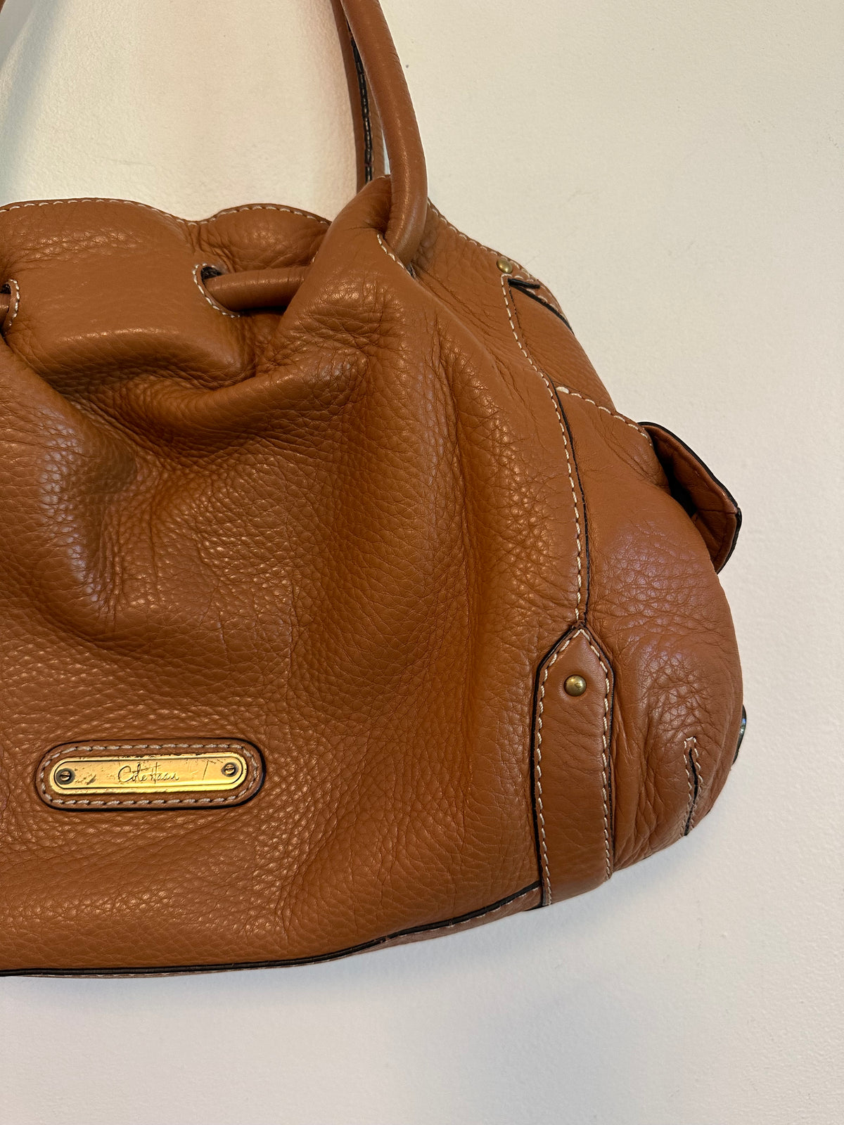 Cole Haan Cognac Pebbled Leather Hobo Shoulder Bag in Brown