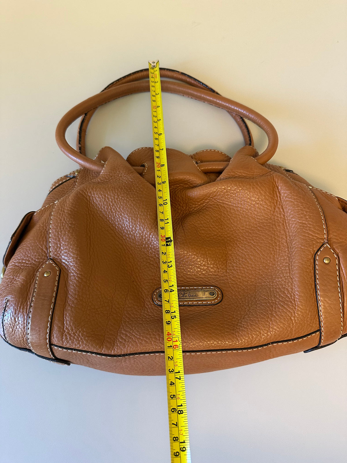 Cole Haan Cognac Pebbled Leather Hobo Shoulder Bag in Brown