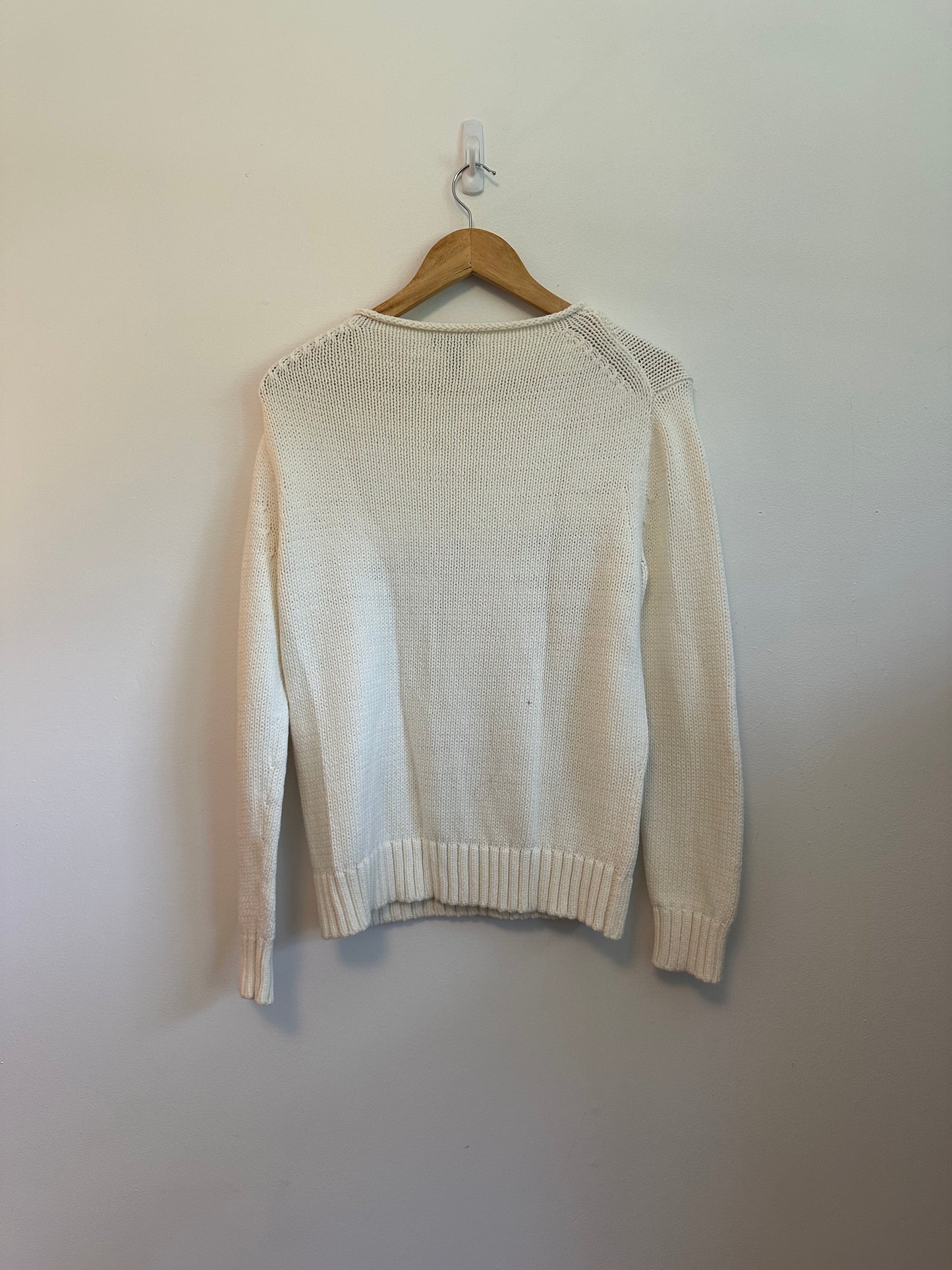 J. Crew Navy Blue Striped Cotton Blend Knit Sweater | Size Small