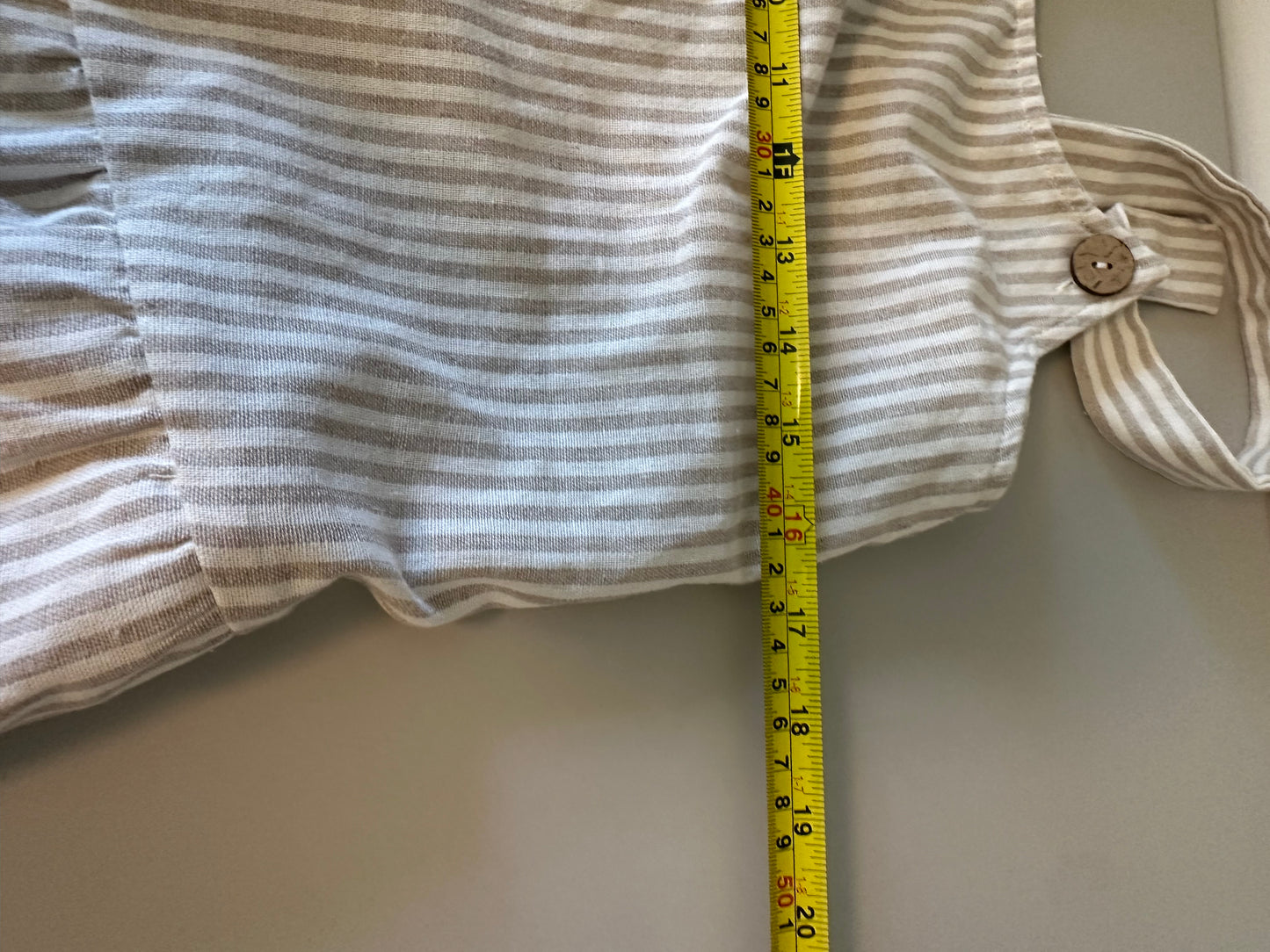 By Together Tan and White Striped Linen Blend Romper | Size Medium