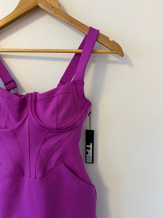 NWT TA3 Sculpting Corset "Swimmy" Swim Dress in Bright Orchid Purple | Size XS
