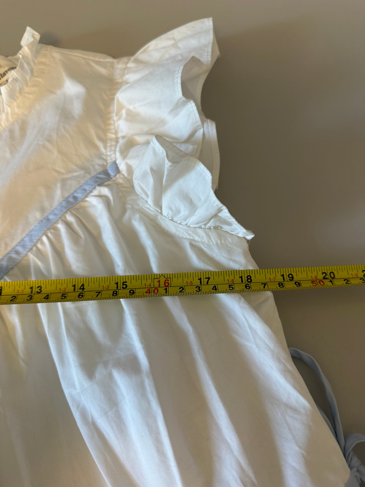 Lalavon White Cotton Flutter Sleeve Peplum Side Tie Top | Size Medium