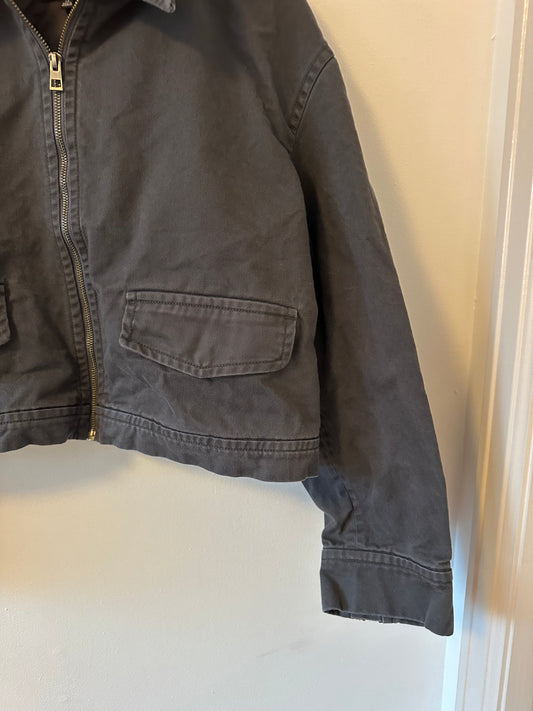 Madewell Cropped Utilitarian Jacket in (Re)generative Chino in Dark Pavement | Size XL