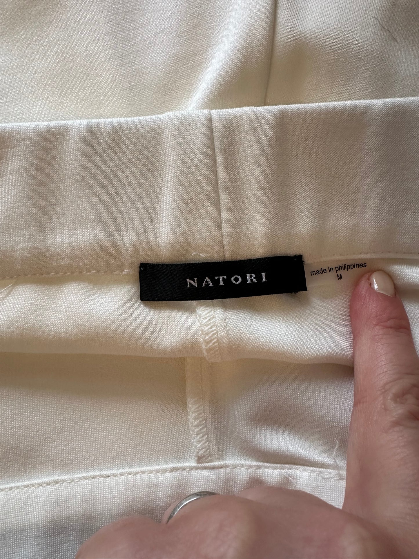 Natori Cream Pull On Cropped Wide Leg Pants | Size Medium