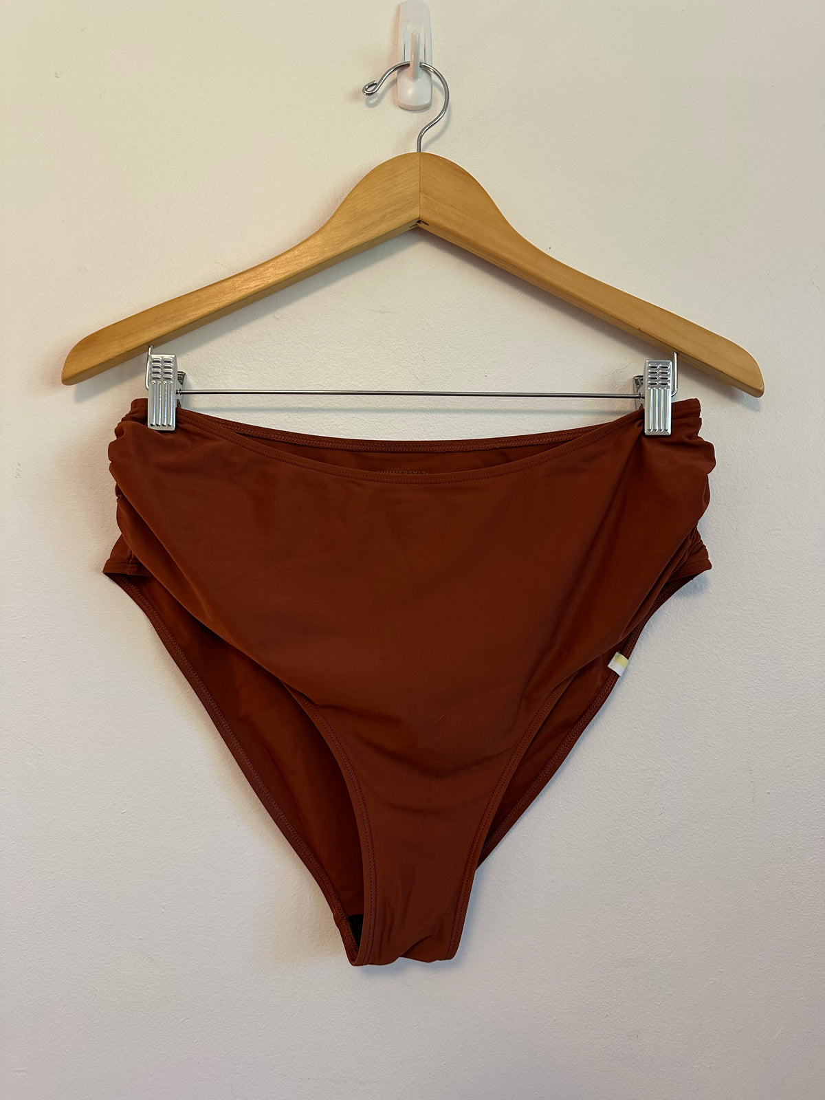 Summersalt Ruched High Leg High Rise Bikini Bottom in Terracotta Clay | Size 10