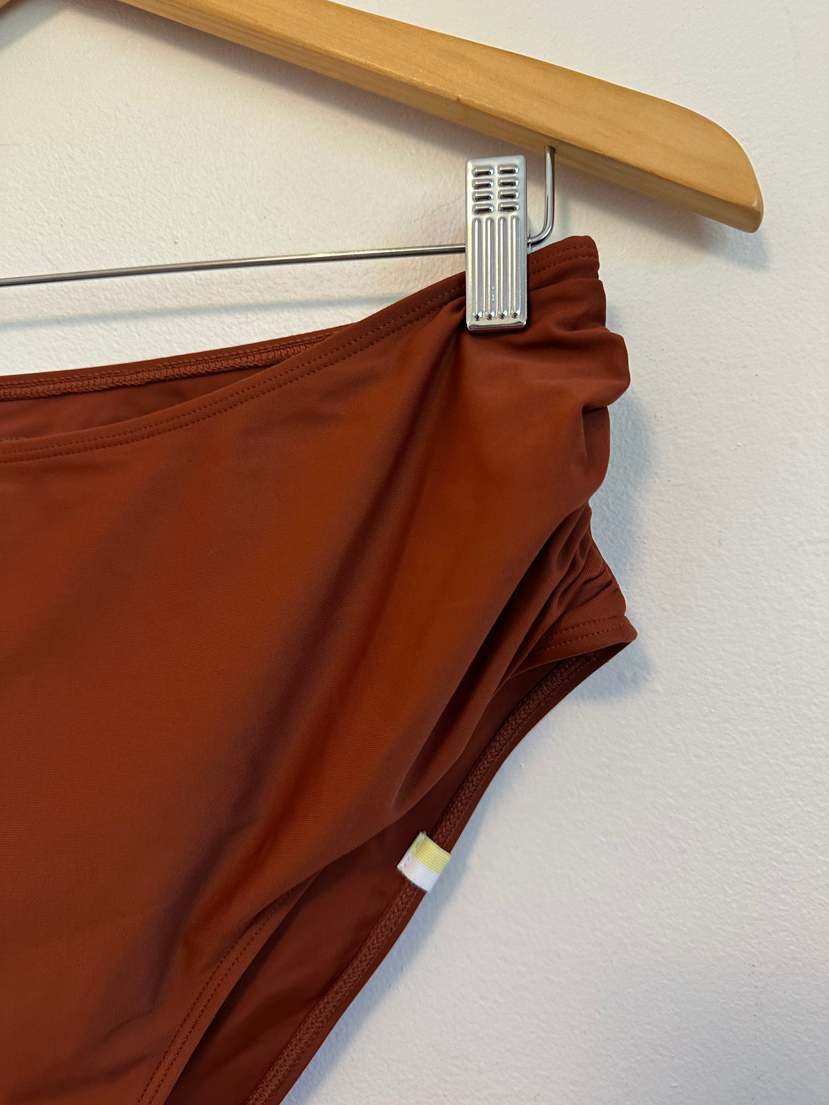 Summersalt Ruched High Leg High Rise Bikini Bottom in Terracotta Clay | Size 10