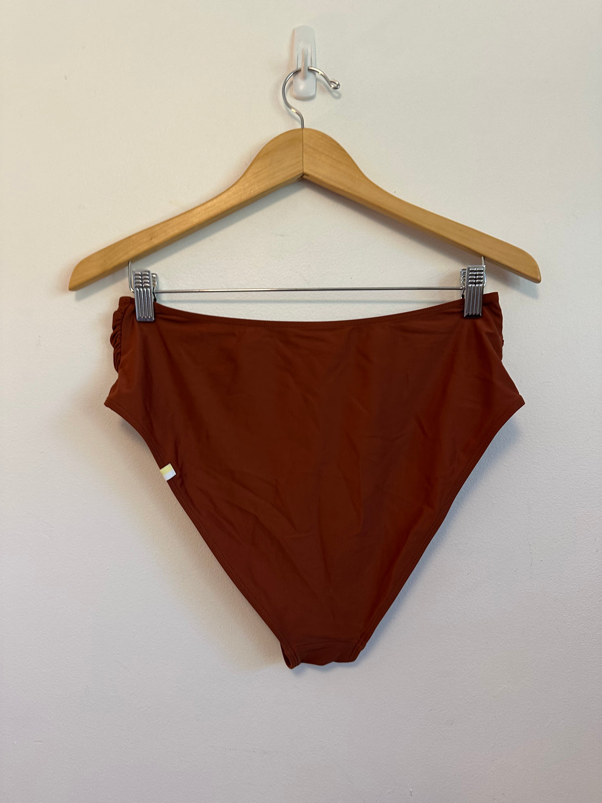 Summersalt Ruched High Leg High Rise Bikini Bottom in Terracotta Clay | Size 10