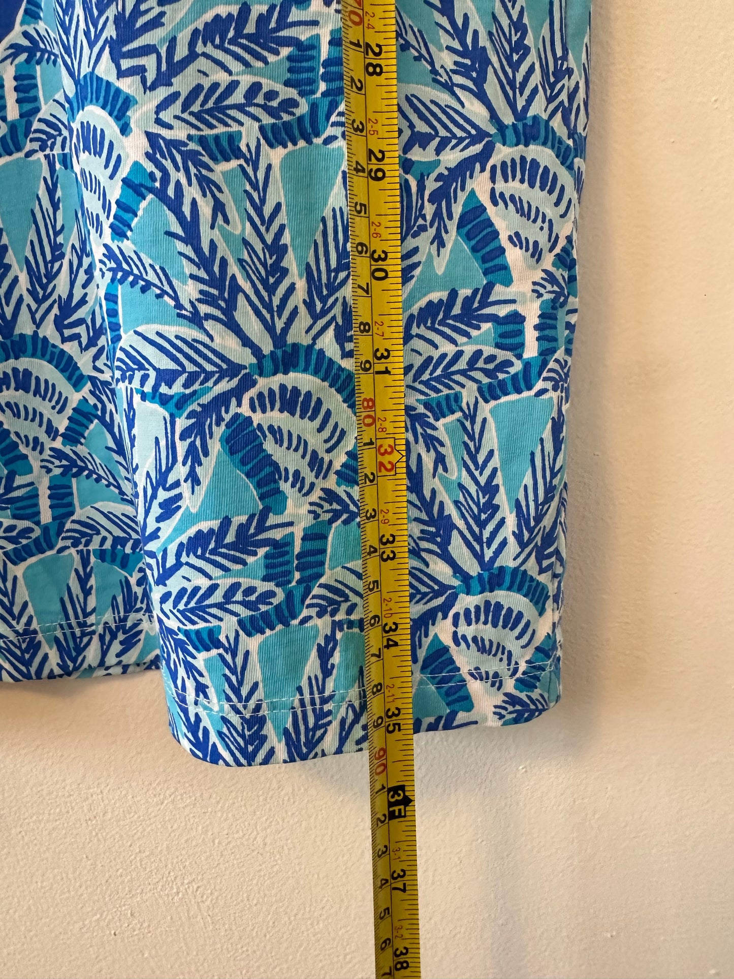 Lilly Pulitzer Cotton Bay Dress in Blue Grotto with Gold Print | Size Small