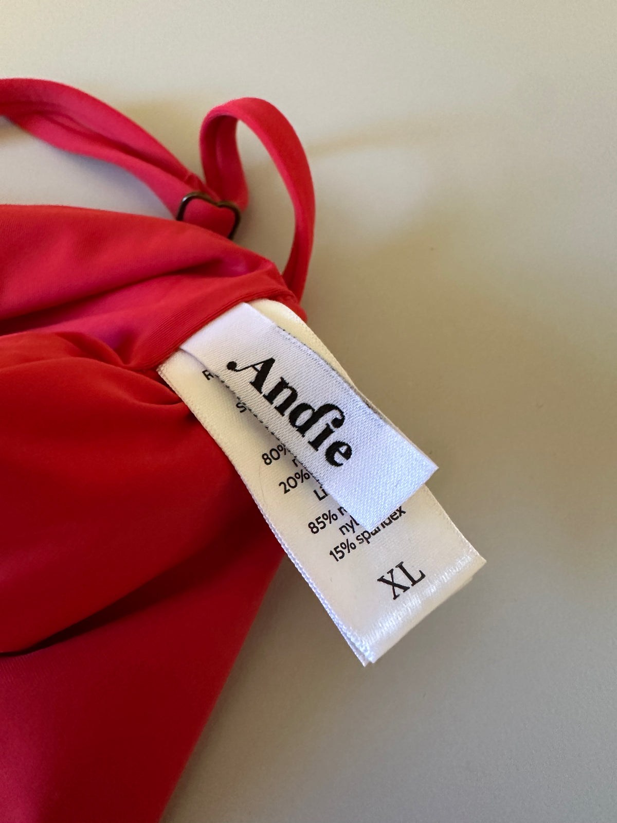 Andie Swim Scoop Neck Bikini Top in Cherry Red | Size XL