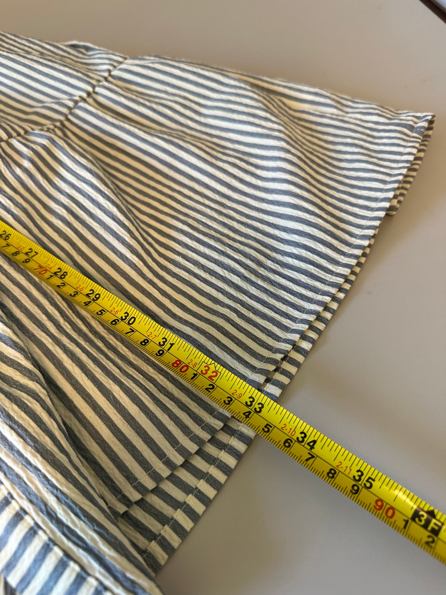 Easel Los Angeles Striped Ruffle Sleeve Button Down Tiered Babydoll Dress | Size Medium