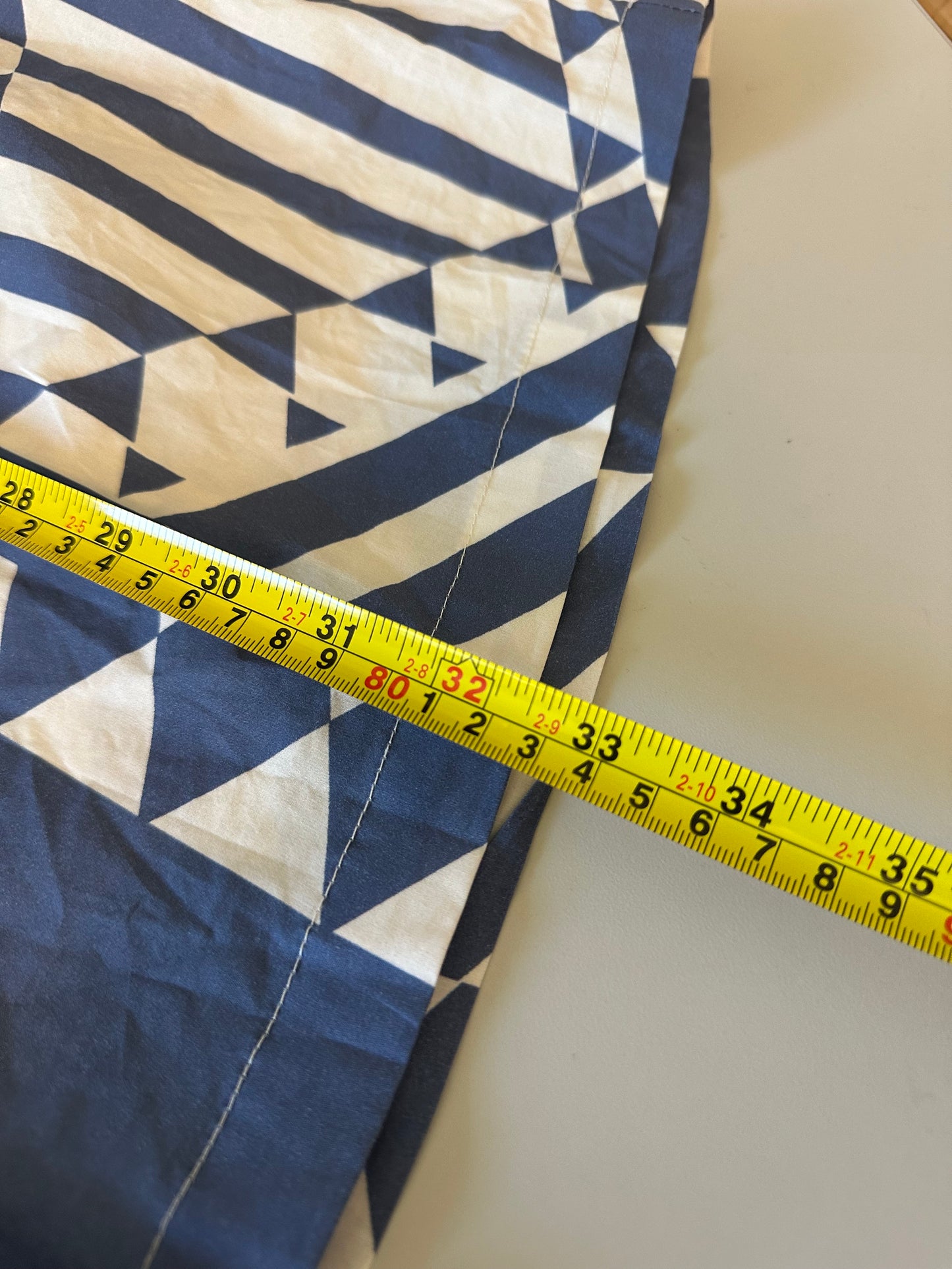 Jodifl Navy Blue and White Geometric Triangle Print Cotton Mini Dress | Size Small