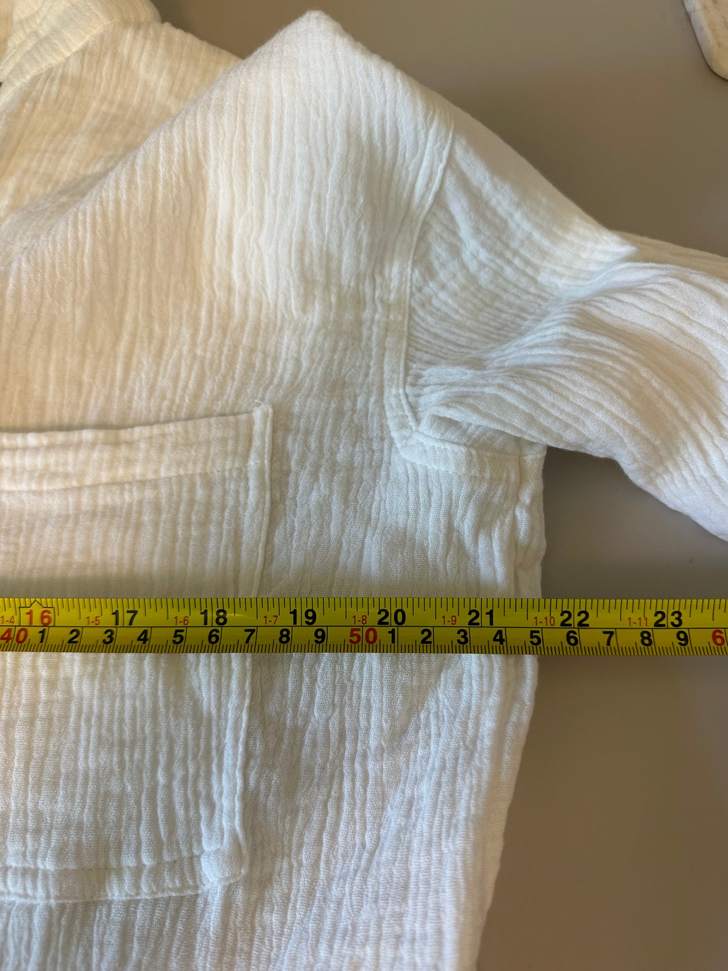 Miou Muse White Cotton Gauze Raw Hem Button Down Shirt | Size Small