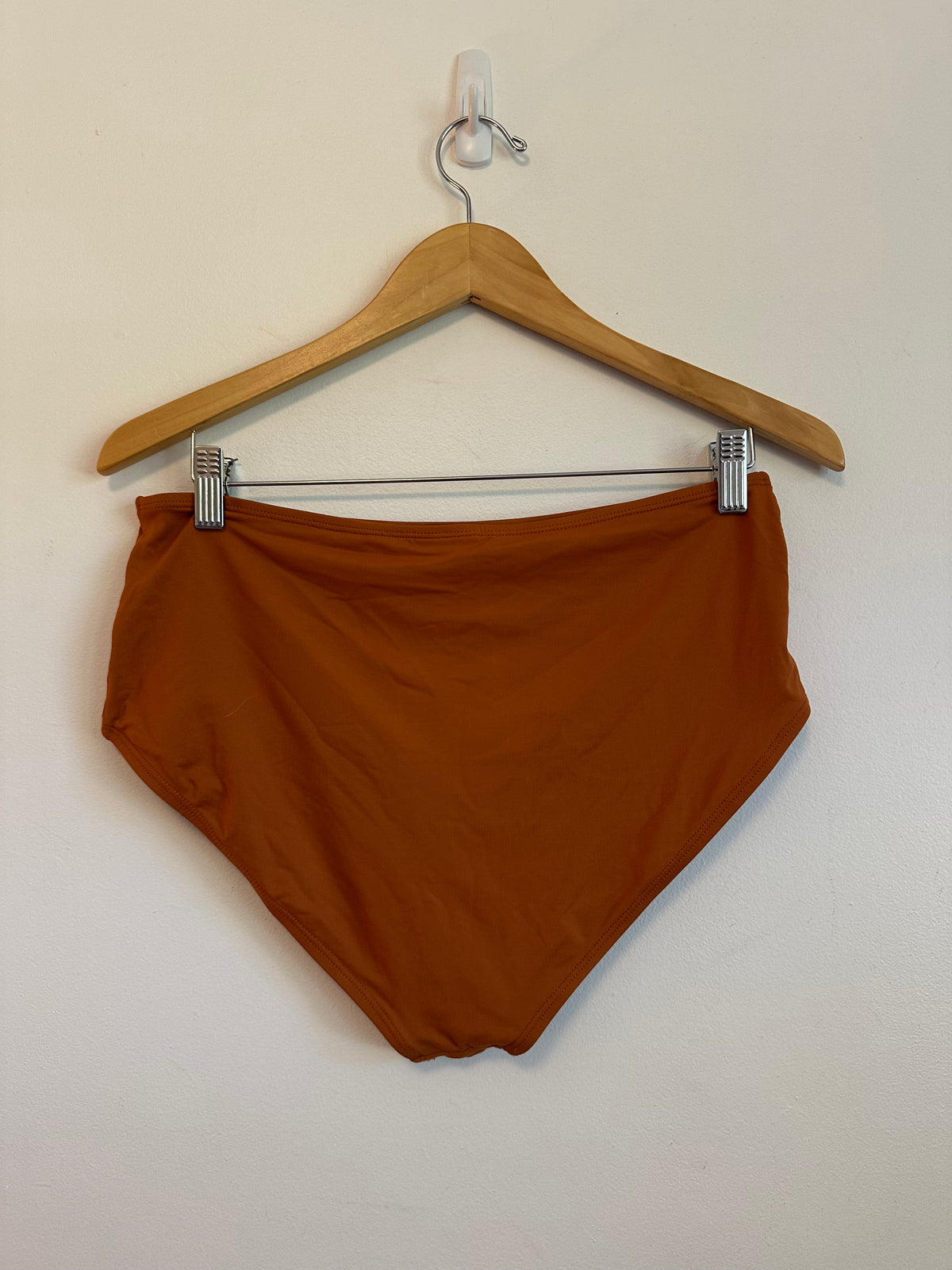 Andie Swim High Waisted Bikini Bottoms in Terracotta Burnt Orange | Size Large