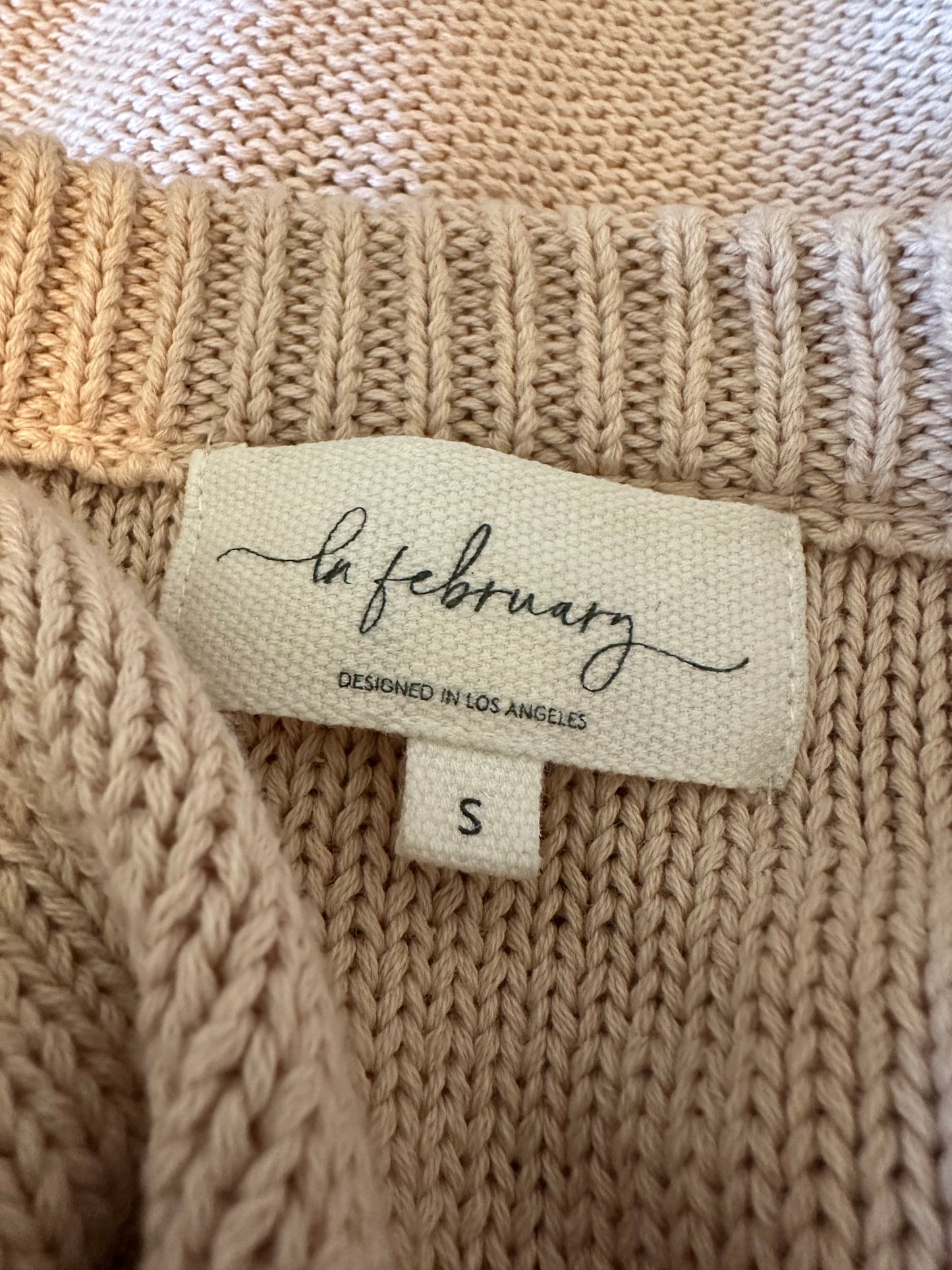 La February Tan 100% Cotton Chunky Knit Sleeveless Sweater | Size Small