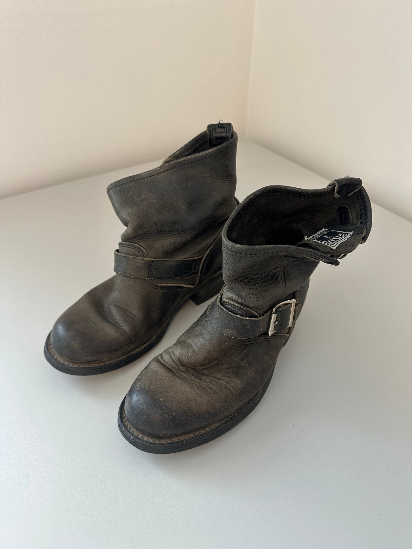 Frye Vintage Veronica Booties in Distressed Black Leather | Size 7