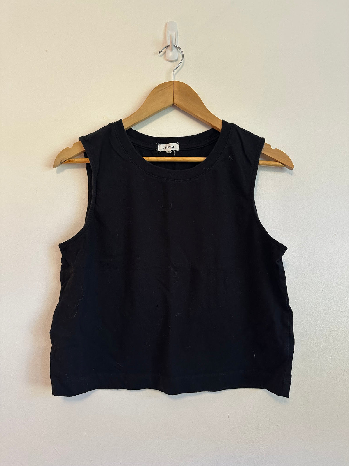 Z Supply Black Cotton Muscle Sleeveless Crew Neck Tank Top | Size Large