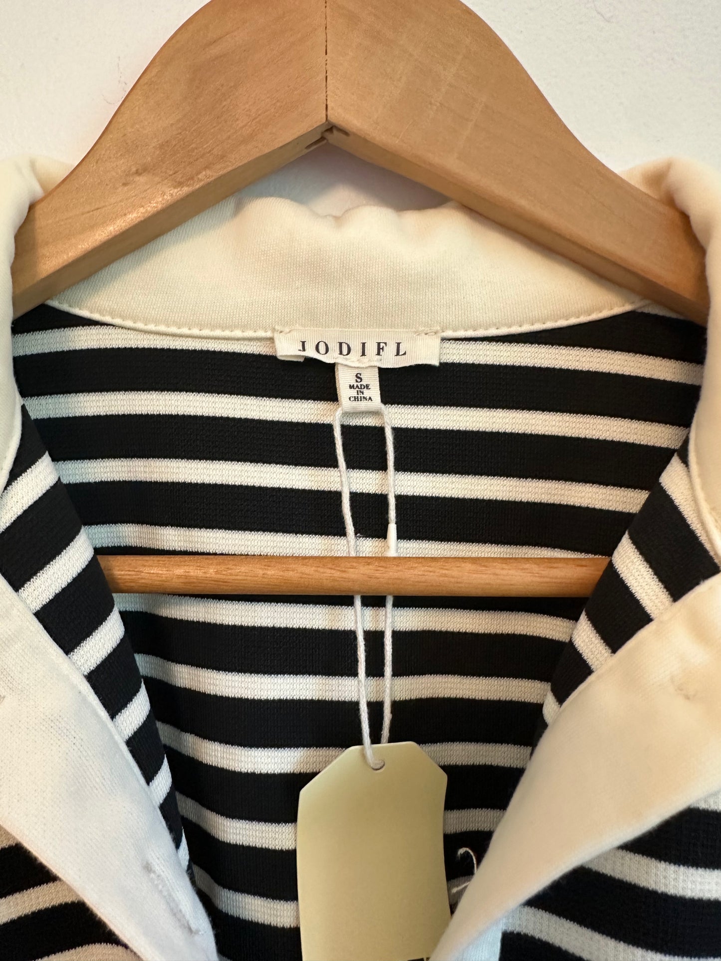 NWT Jodifl Black and White Striped Polo Mini Dress | Size Small