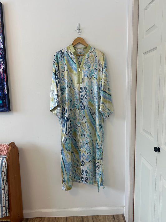 Oscar de la Renta Vintage Satin Caftan House Dress | Size Medium