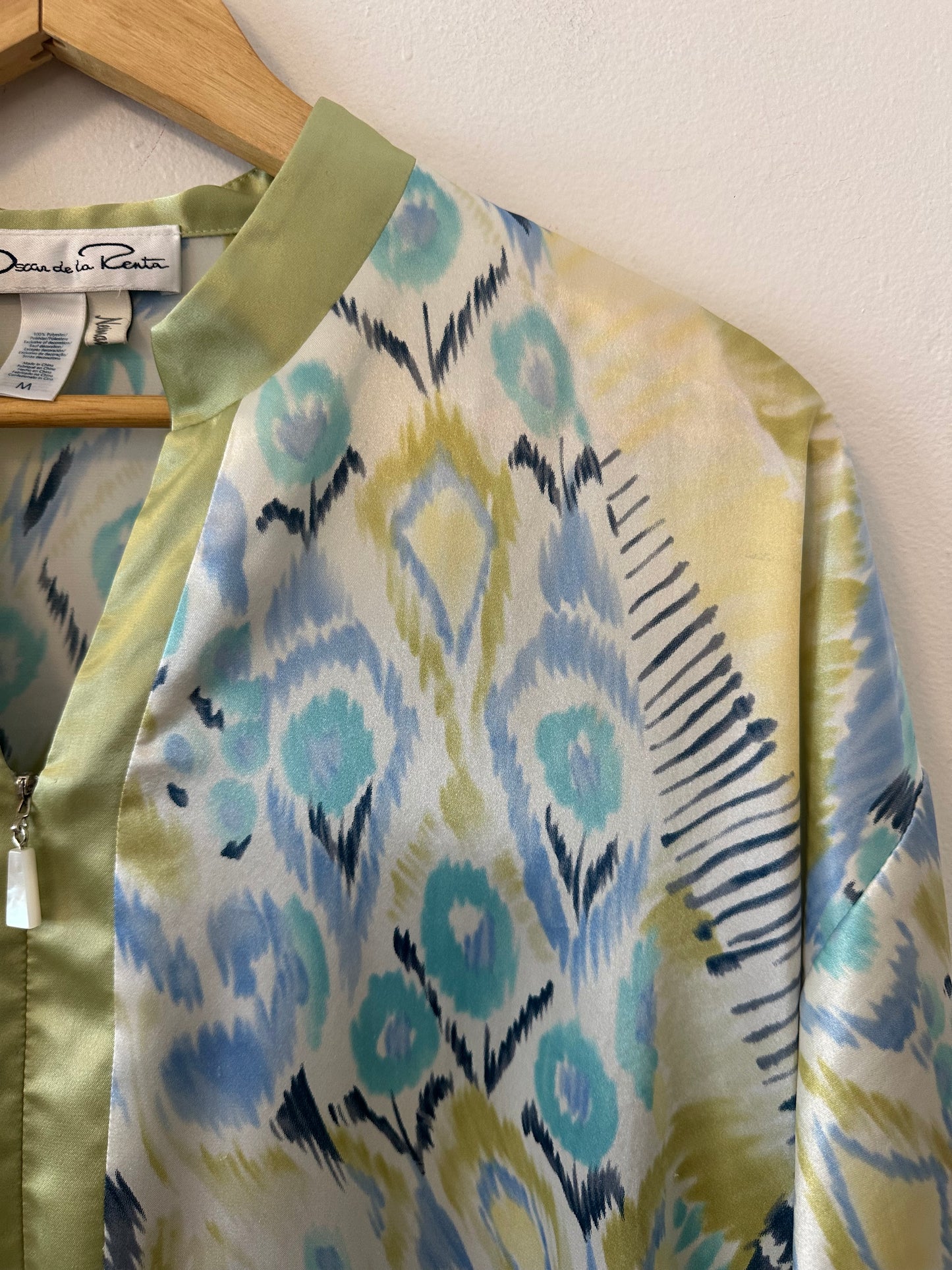 Oscar de la Renta Vintage Satin Caftan House Dress | Size Medium