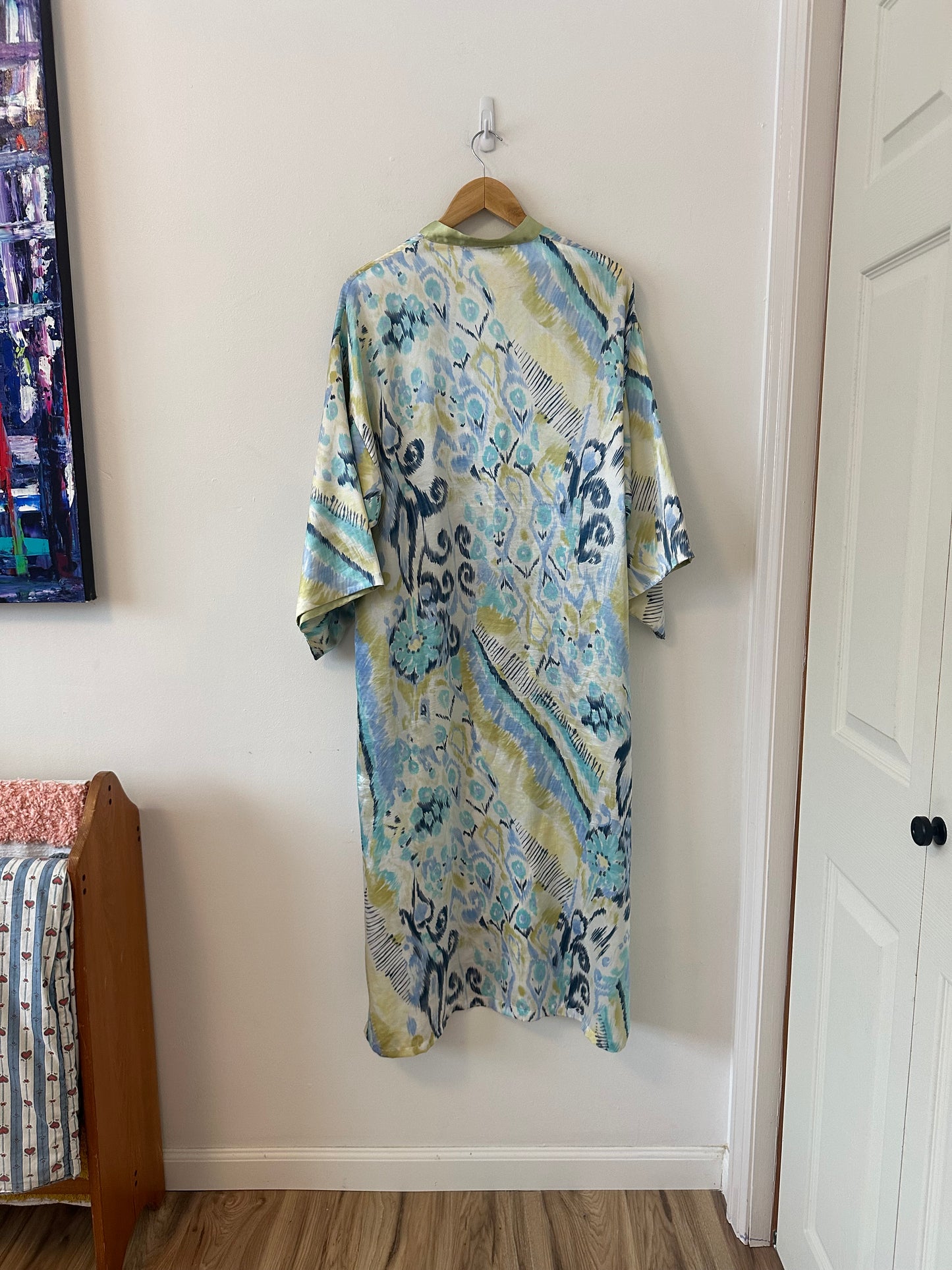 Oscar de la Renta Vintage Satin Caftan House Dress | Size Medium