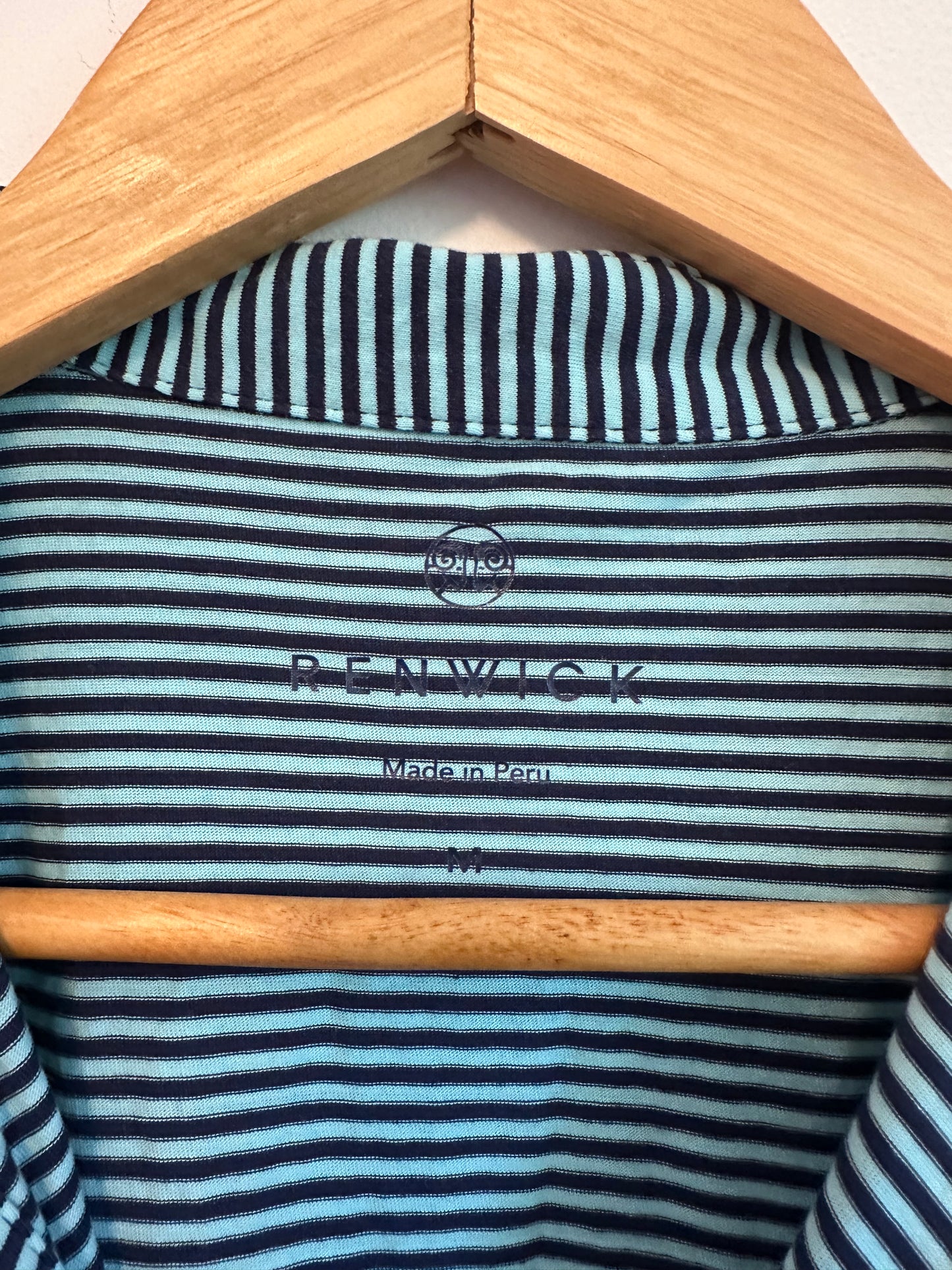 Renwick Striped Short Sleeve Polo Dress in Navy and Light Blue | Size Medium