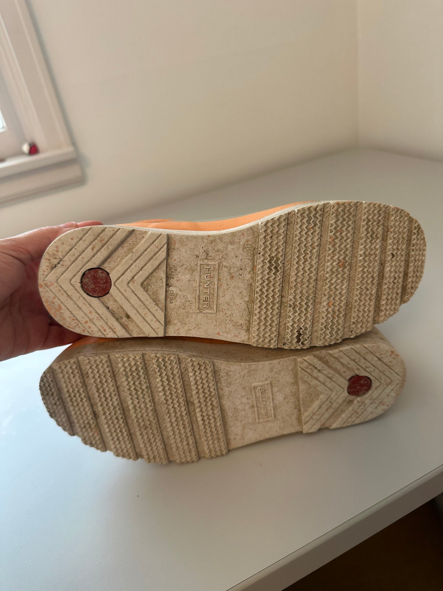 Hunter Women's Original Play Short Rain Boots in Gray and Orange | Size 9