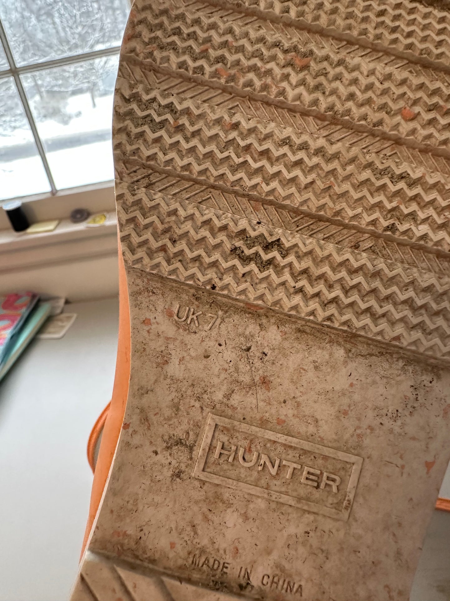 Hunter Women's Original Play Short Rain Boots in Gray and Orange | Size 9