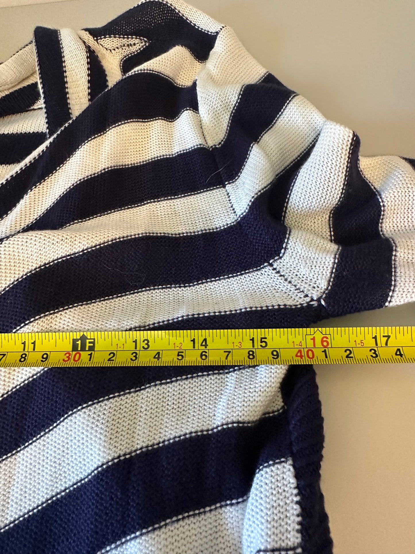 Duffield Lane Striped Fringe Open Front Silk Blend Cardigan | Size Small